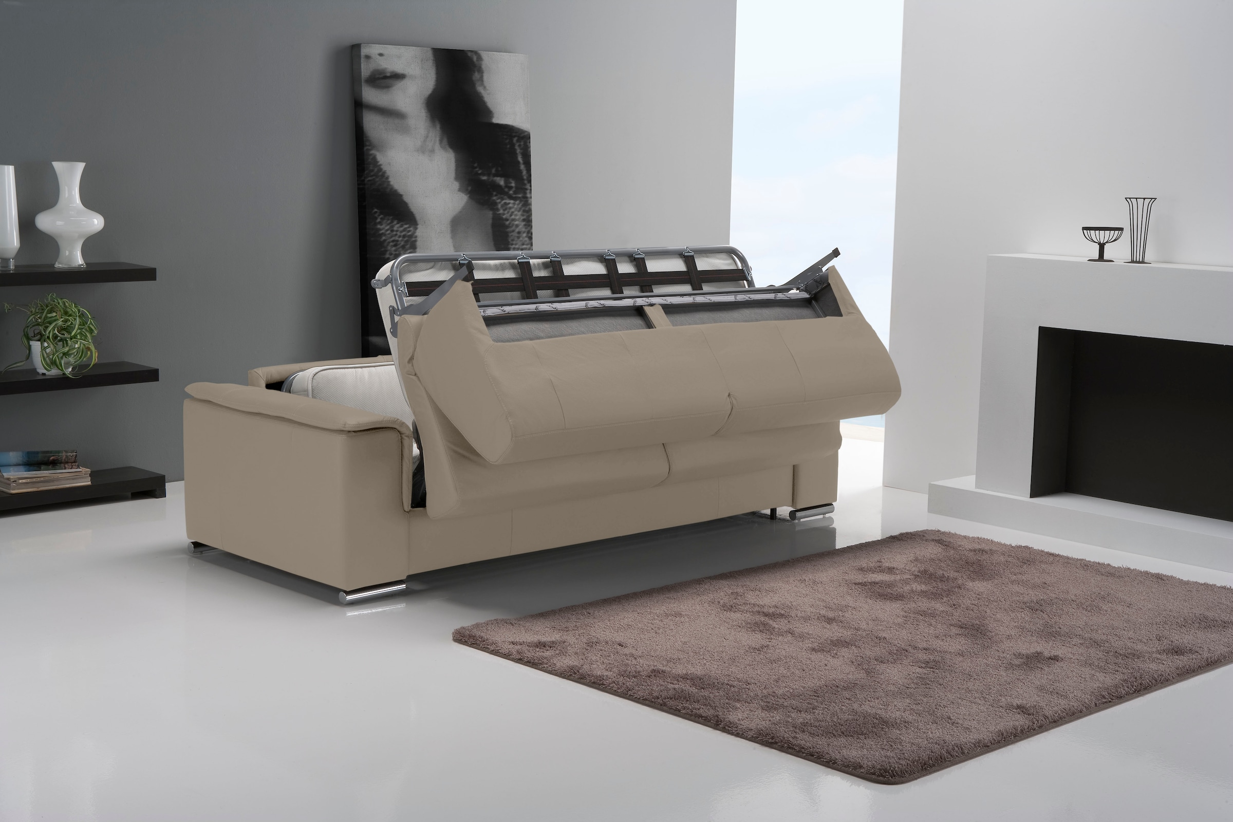 Egoitaliano Schlafsofa »Cecilia, modern & elegant, erstklassiger Sitzkomfort, Dauerschläfer«, inkl. Matratze und hochwertigem Metallbettrahmen, toller Schlafkomfort