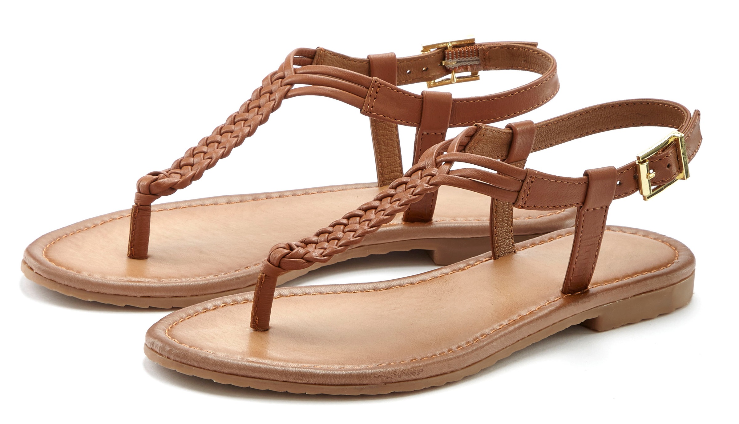 Vivance Zehentrenner, Sandalette, Sommerschuh,Sandale aus Leder mit Flecht- günstig online kaufen
