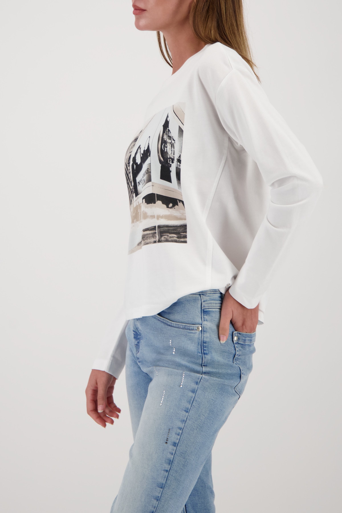 Monari Langarmshirt »Shirt City Druck« Regular fit mit U-Boot-Ausschnitt