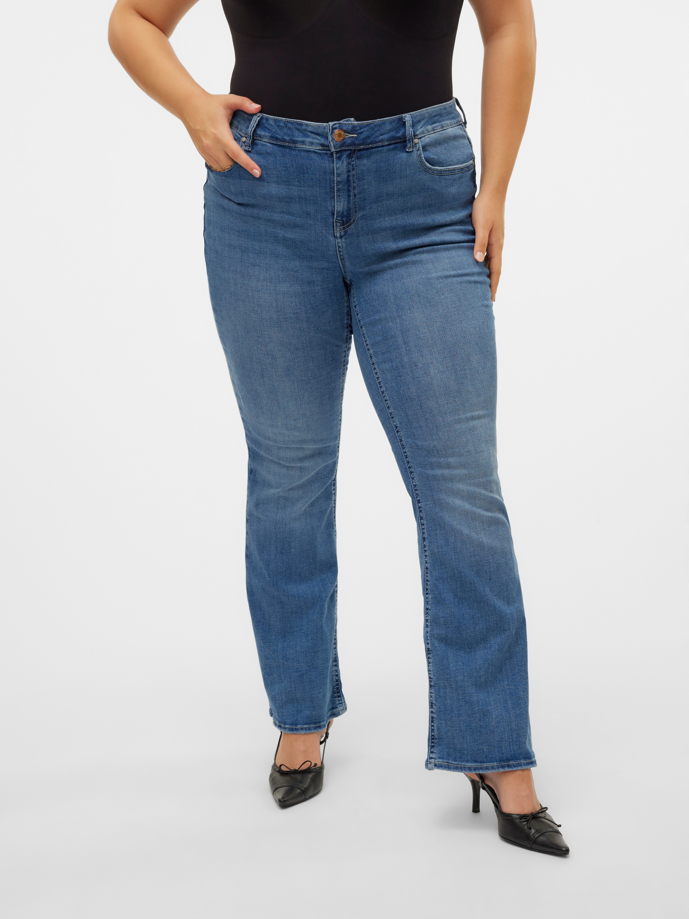 Vero Moda Curve Bootcut-Jeans "VMCFLASH MR FLARED JEANS LI347 GA CUR" günstig online kaufen