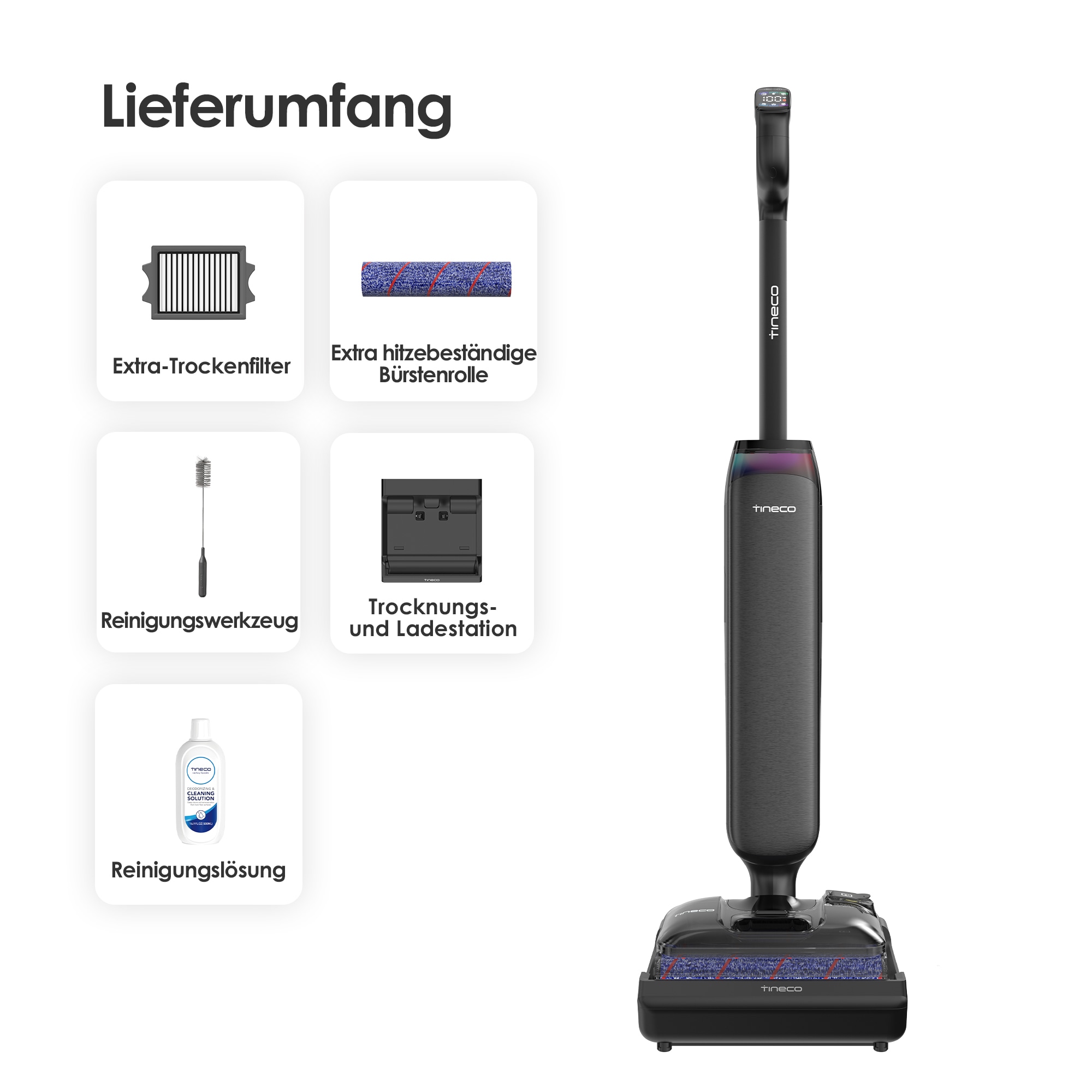 Tineco Nass-Trocken-Sauger »FLOOR ONE S7 Artist Premium, 22kpa Saugleistung, 50 Min Akku« 85° Grad Heißluft-Trocknung, Tierhaarfilter, Anti-Allergiker