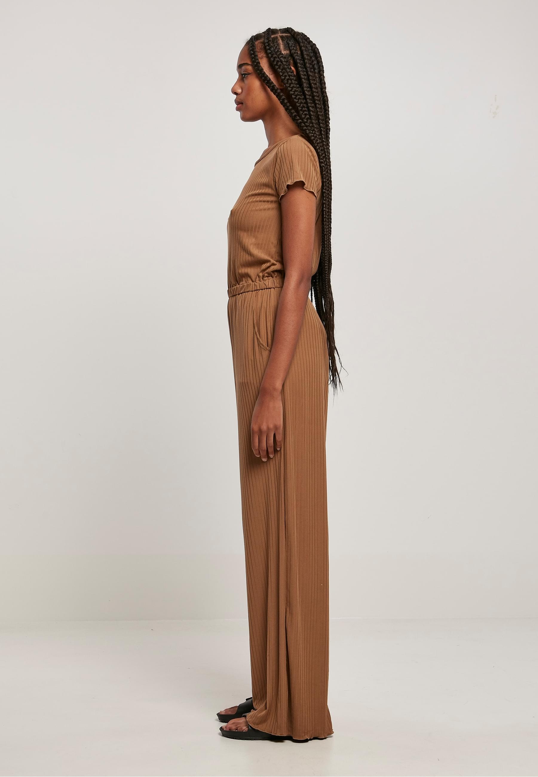 URBAN CLASSICS Jumpsuit »Urban Classics Damen Ladies Rib Wid Leg Jumpsuit«, (1 tlg.)