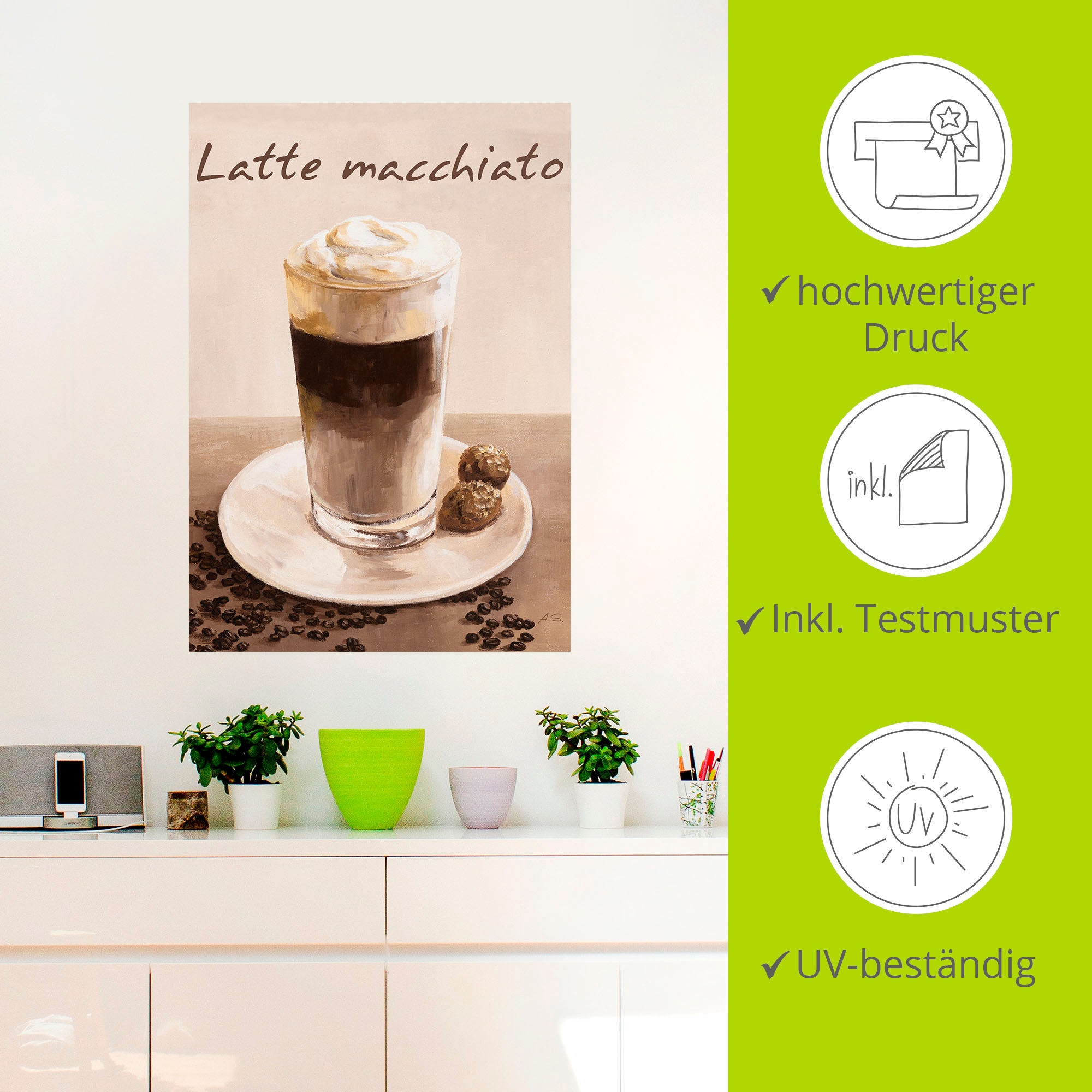Artland Wandbild »Latte Macchiato - Kaffee«, Kaffee Bilder, (1 St.), als Poster, Wandaufkleber in verschied. Größen
