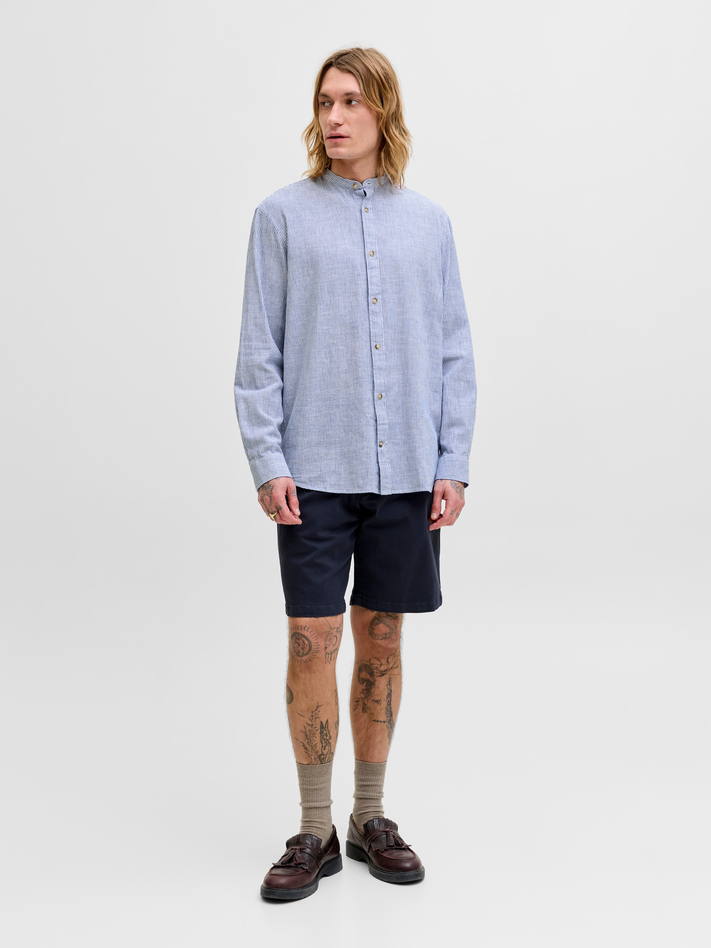 Jack & Jones Langarmhemd »JJESUMMER LINEN BLEND BAND SHIRT L/S SN« Baumwollmischung, regular fit