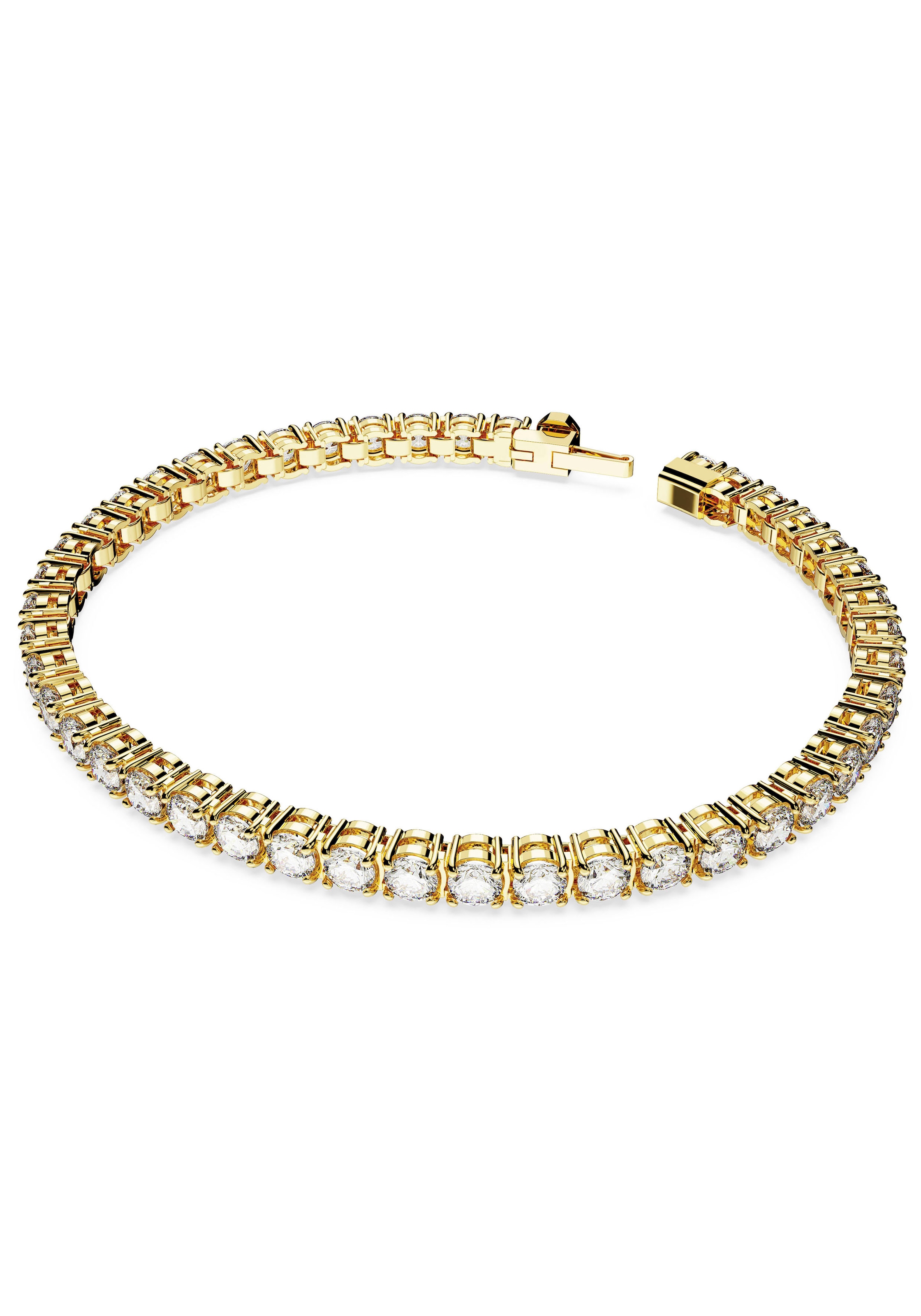 Armkette SWAROVSKI "Schmuck Geschenk Matrix Armband" Gr. L, gold (gelbgoldfarben, kristallweiß, kristallweiß), Armbänder, Damen, L, Metall, Armkette, mit Swarovski Kristall 2