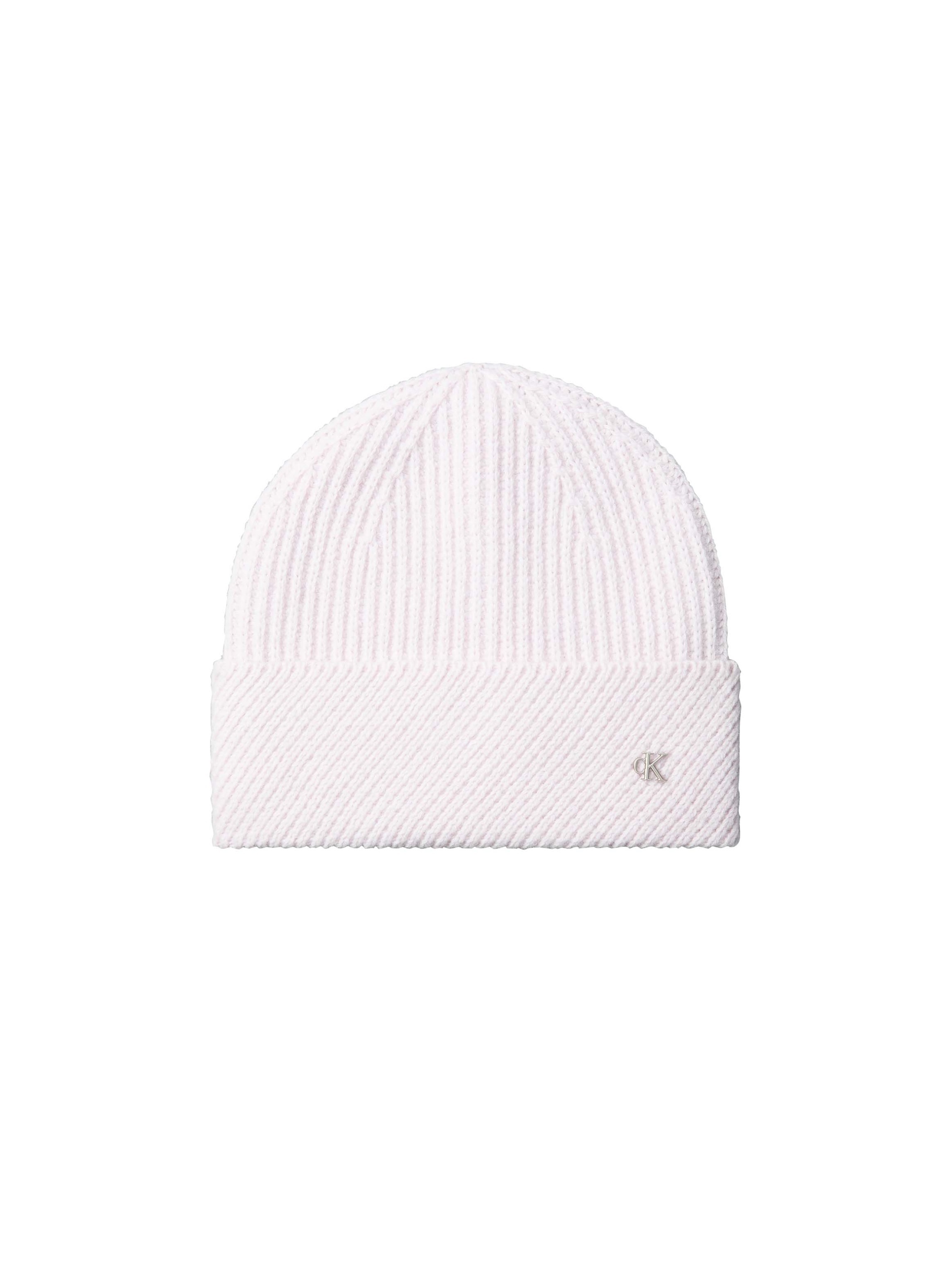Calvin Klein Beanie "CK METAL WOOL SLANTED RIB BEANIE" Regular fit mit Markenlabel