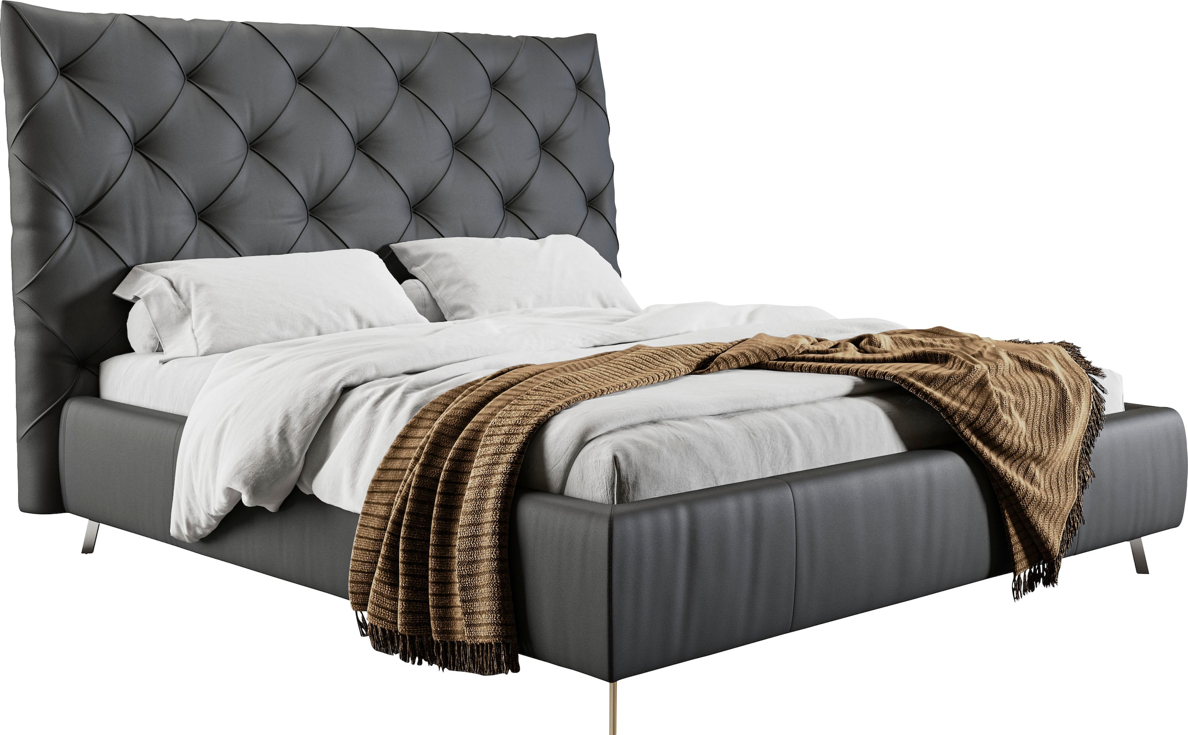 Home affaire Polsterbett "Elloree, in 4 Breiten, hinten mit Originalstoff bezogen, auch in Leder" Kopfteilhöhe 143cm, belastbar bis 280 kg, auch in Überlänge 220cm