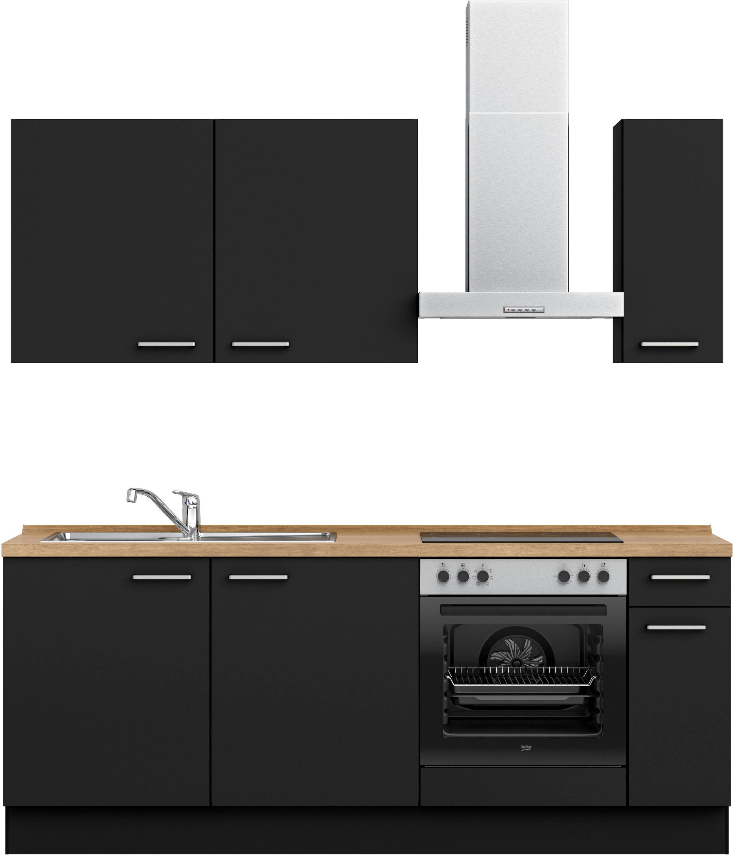 nobilia® Küchenzeile »"Touch I"« vormontiert, Ausrichtung wählbar, Breite 210 cm, wahlw. mit E-Geräten