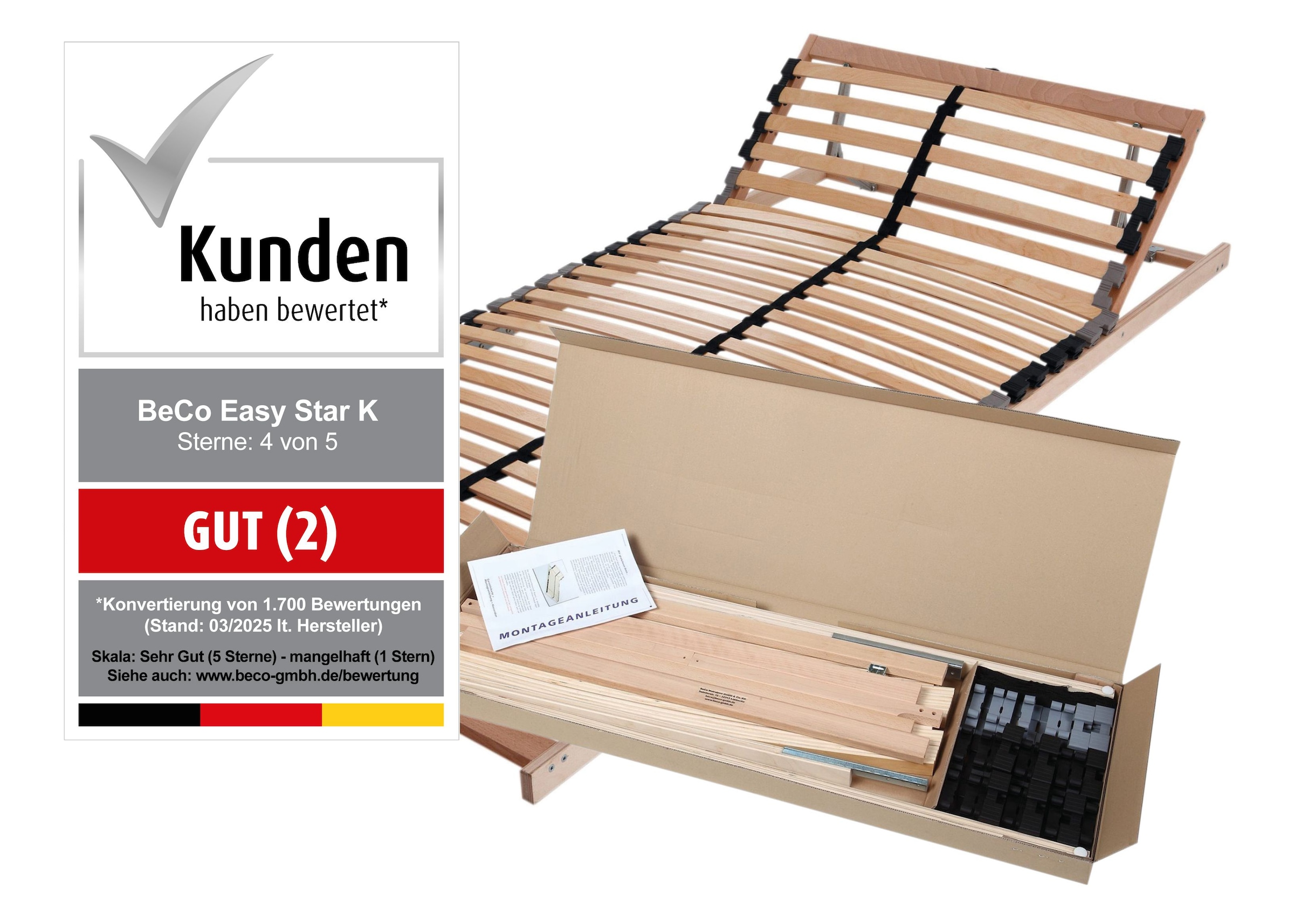 Beco Lattenrost "Easy Star K" Lattenrost für Doppelbetten geeignet, Lattenr günstig online kaufen