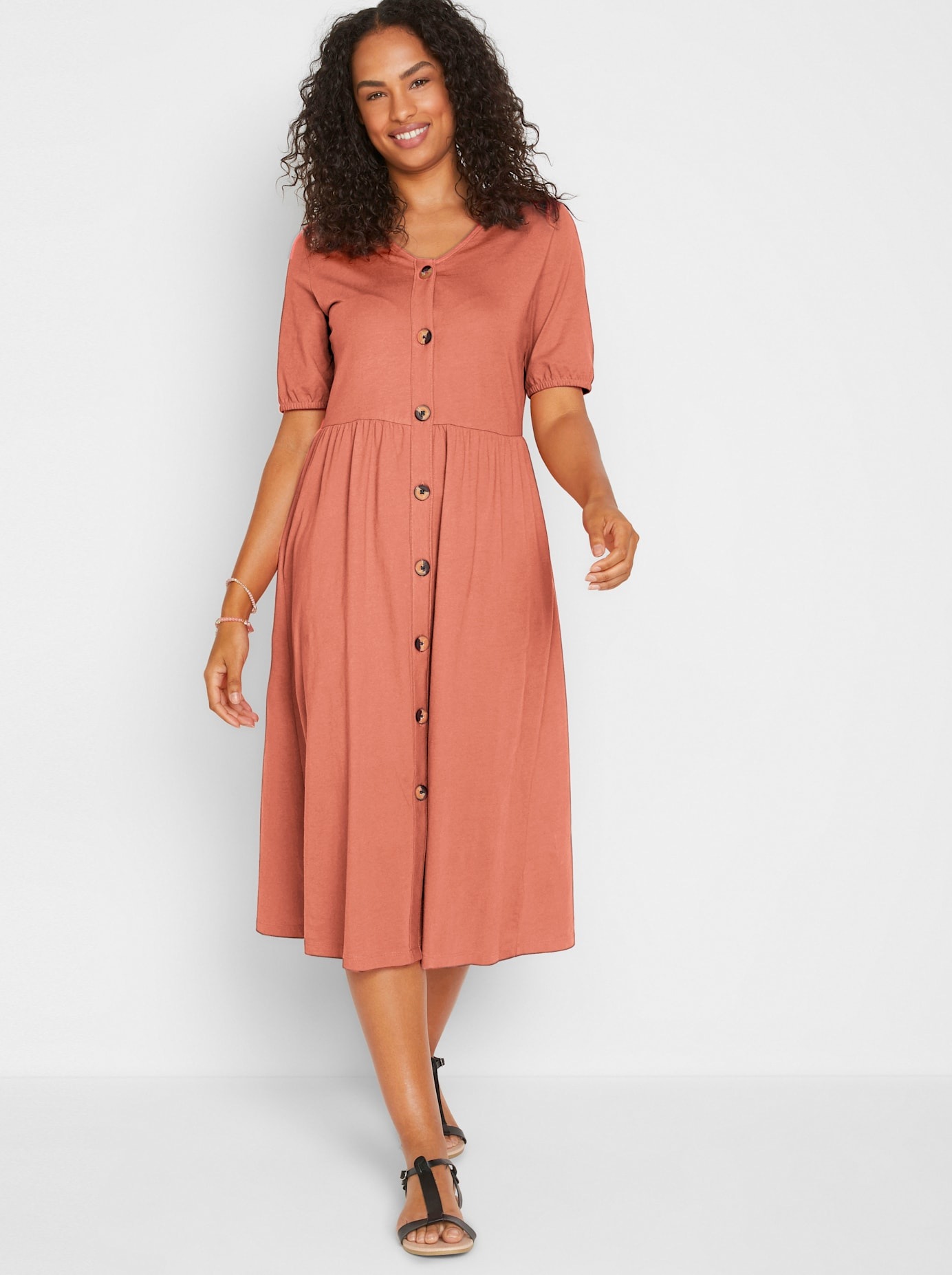 INSPIRATIONEN Damen Sommerkleid "Baumwoll-Kleid", orange, Gr. 48, unifarben, 100% Baumwolle, Kleider