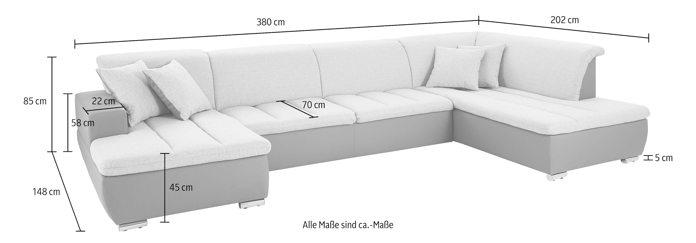 INOSIGN Wohnlandschaft »U-Form«, im modernen Materialmix