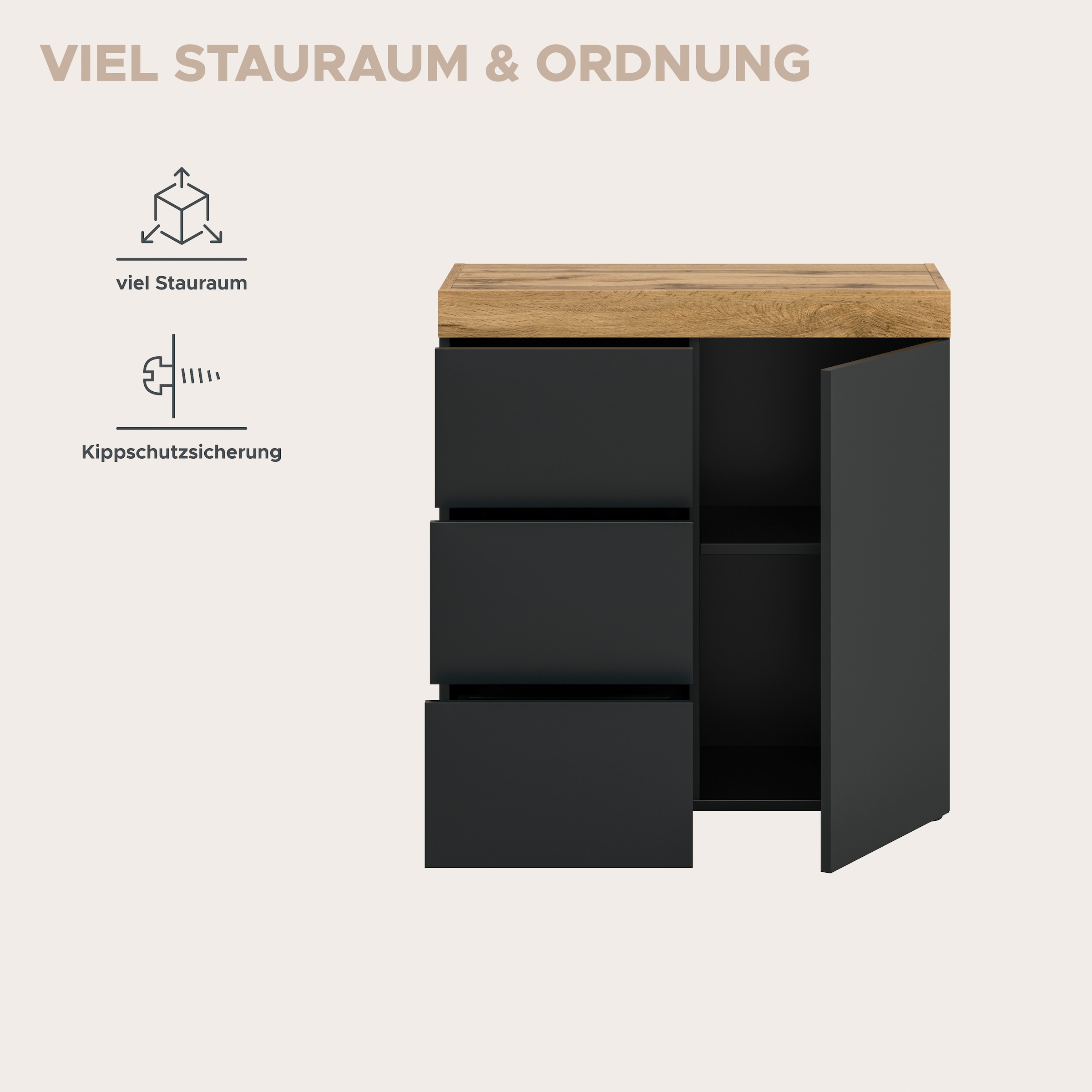 OTTO home Kommode »MAMBO« 2 farbige Ausführung, in verschiedenen Farben erhältlich, 1 Stk. tlg. Kommode, Anrichte, Wohnzimmer, Schlafzimmer