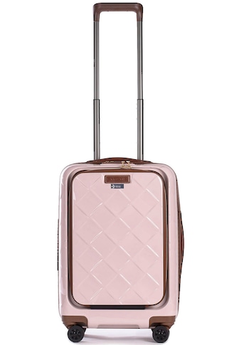 Hartschalen-Trolley »Leather&More S mit Vortasche, rose«, 4 Rollen