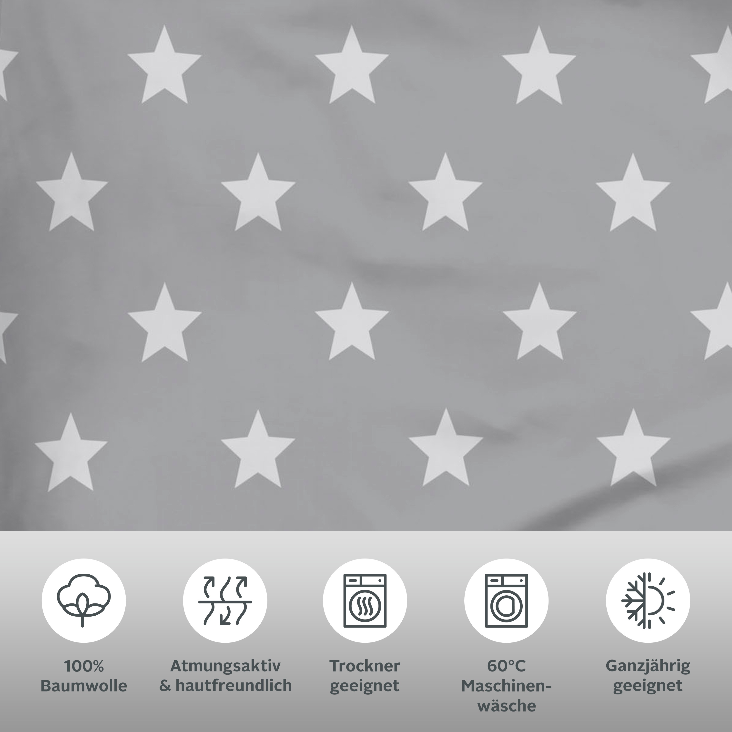 Thumbnail - my home Wendebettwäsche "STELLA" 2 Stk. tlg. Bettwäsche mit Sternen, Weihnachten, Winter