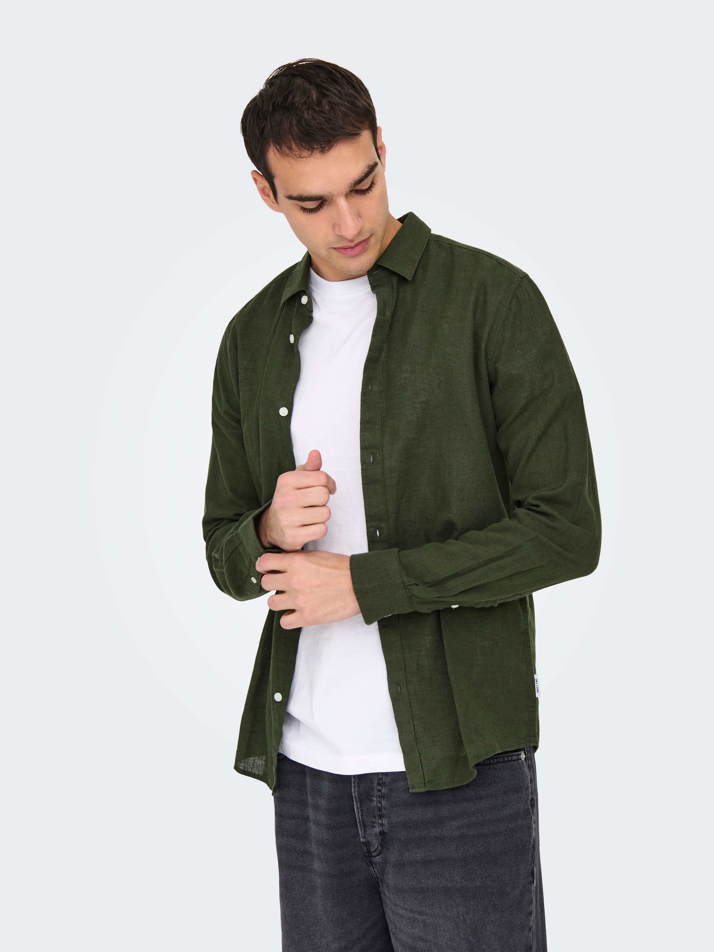 ONLY & SONS "ONSCAIDEN LS SOLID LINEN SHIRT NOOS" günstig online kaufen