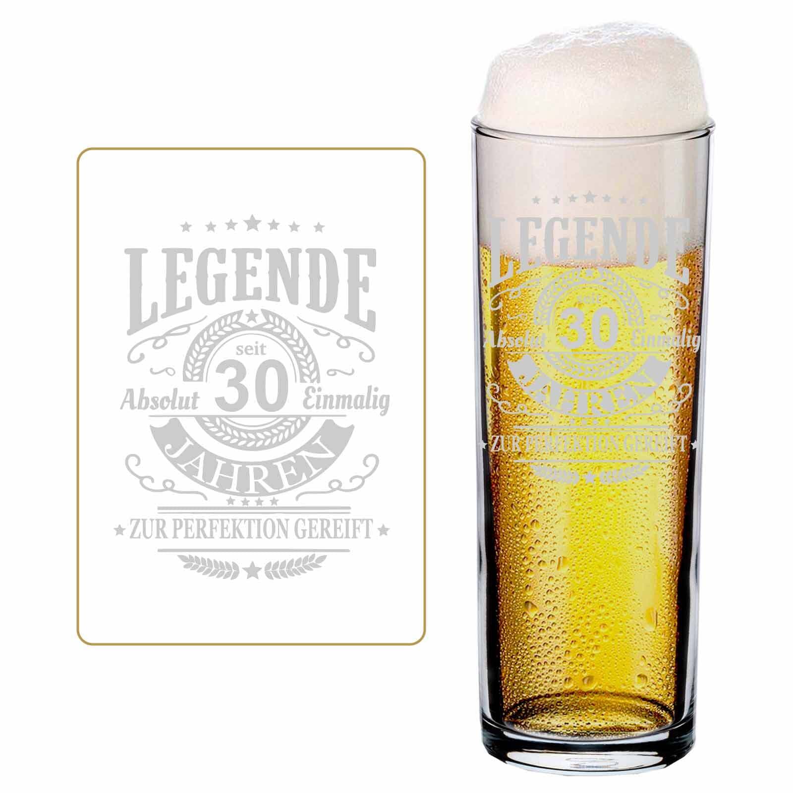 Bierglas LUXENTU "Kölschglas Kölner Stange mit Gravur Legende seit 30 Jahren 0,2 Liter transparent", bunt (transparent), 1 tlg., Glas, Trinkgefäße