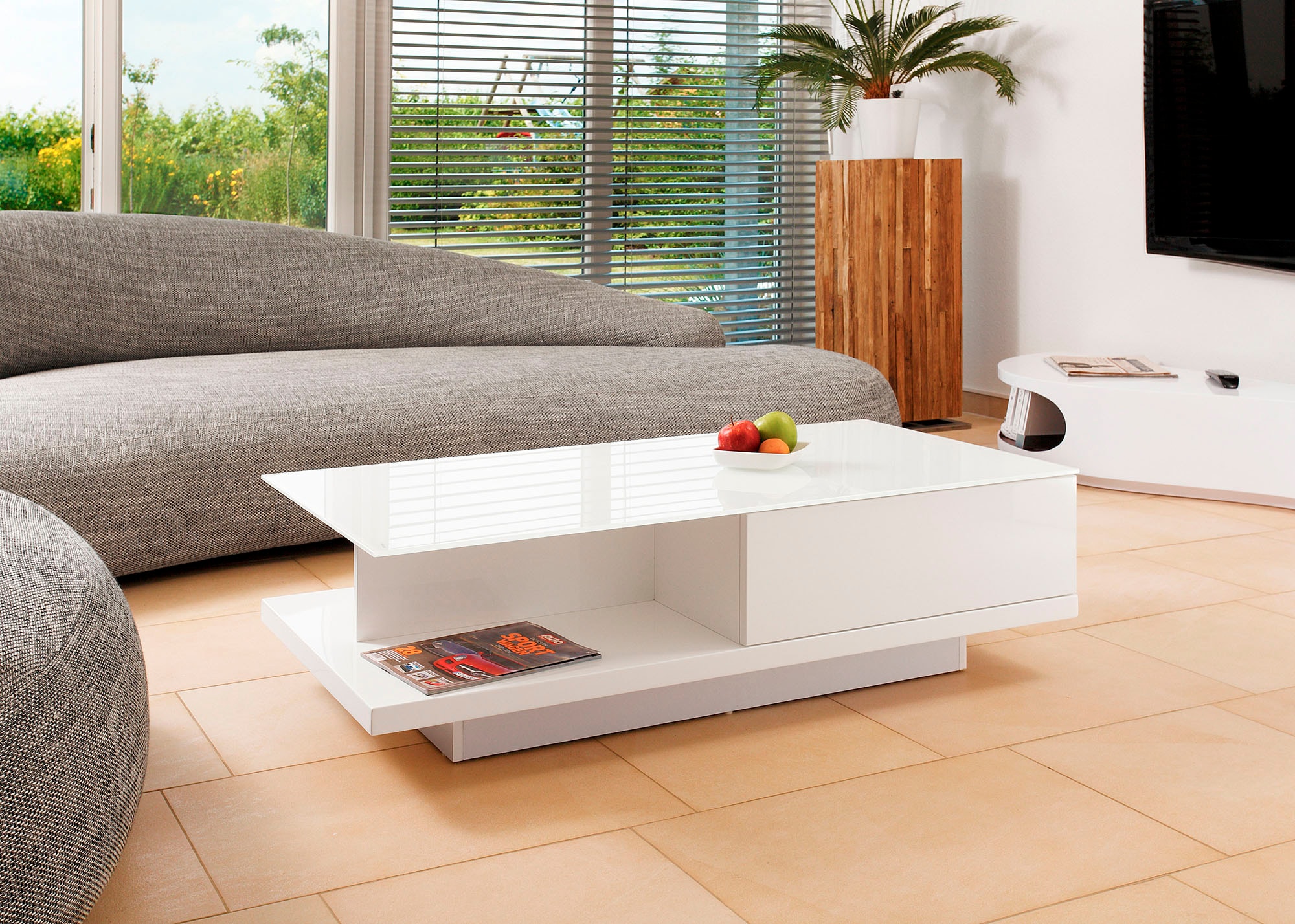 SalesFever Couchtisch, mit Tischplatte aus gehärtetem Kristallglas