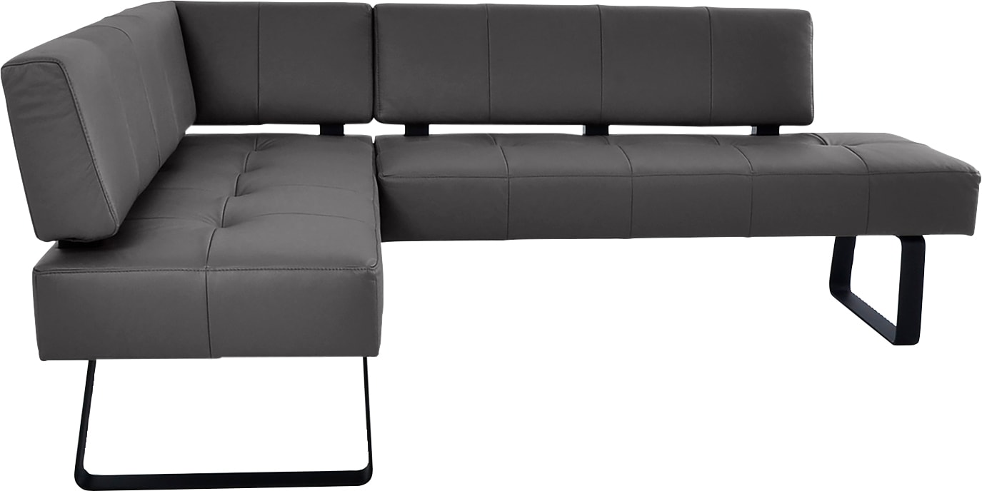 Eckbank K+W KOMFORT & WOHNEN "Spider II", grau (mocca 78, schwarz), B:165cm H:88cm T:227cm, Sitzbänke, Eckbank, Sitzsteppung, bequem durch Sandwichbauweise, 2 Stellmaße