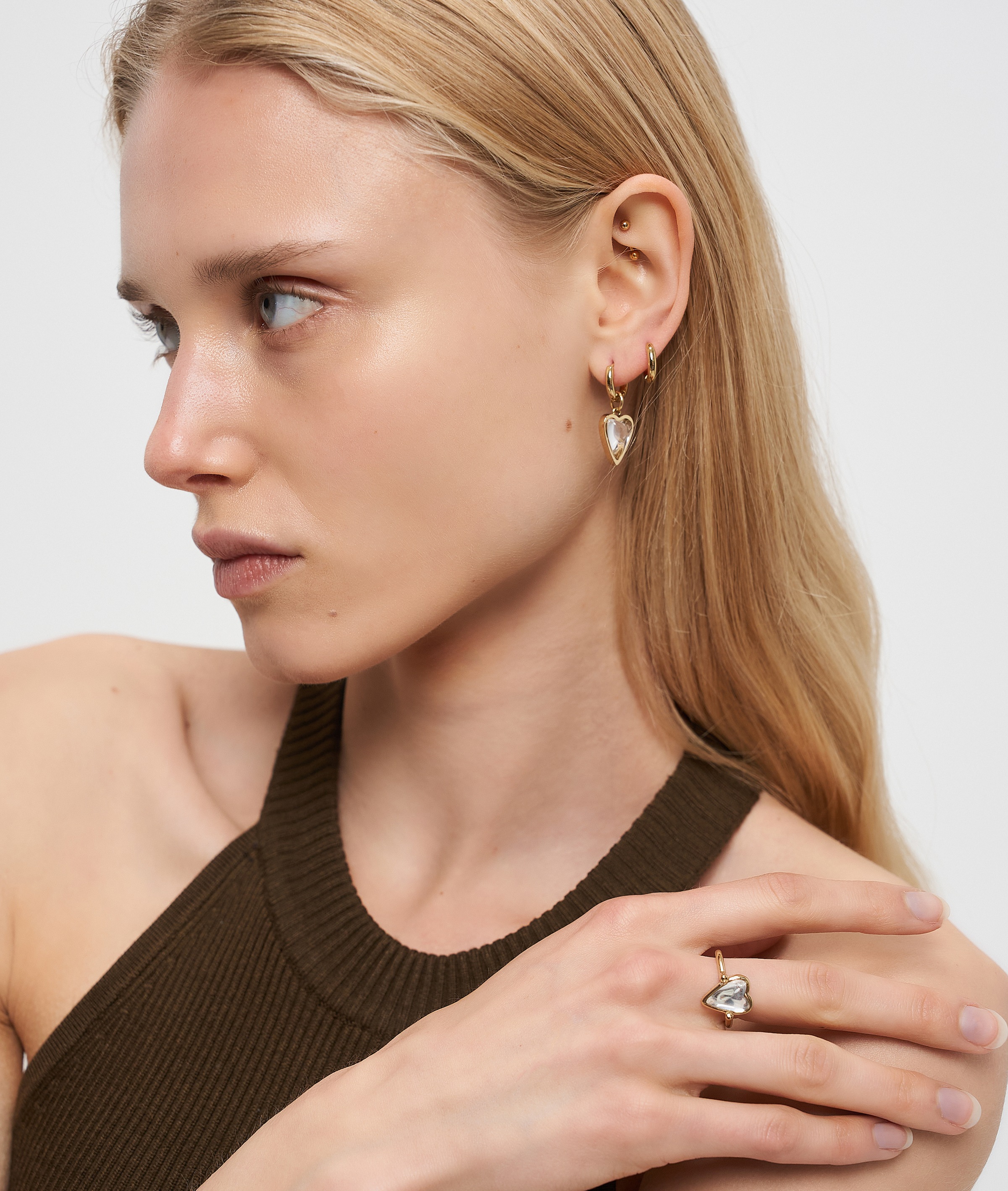 Liebeskind Berlin Fingerring »Schmuck Geschenk Glass Heart Ring« mit Glasstein