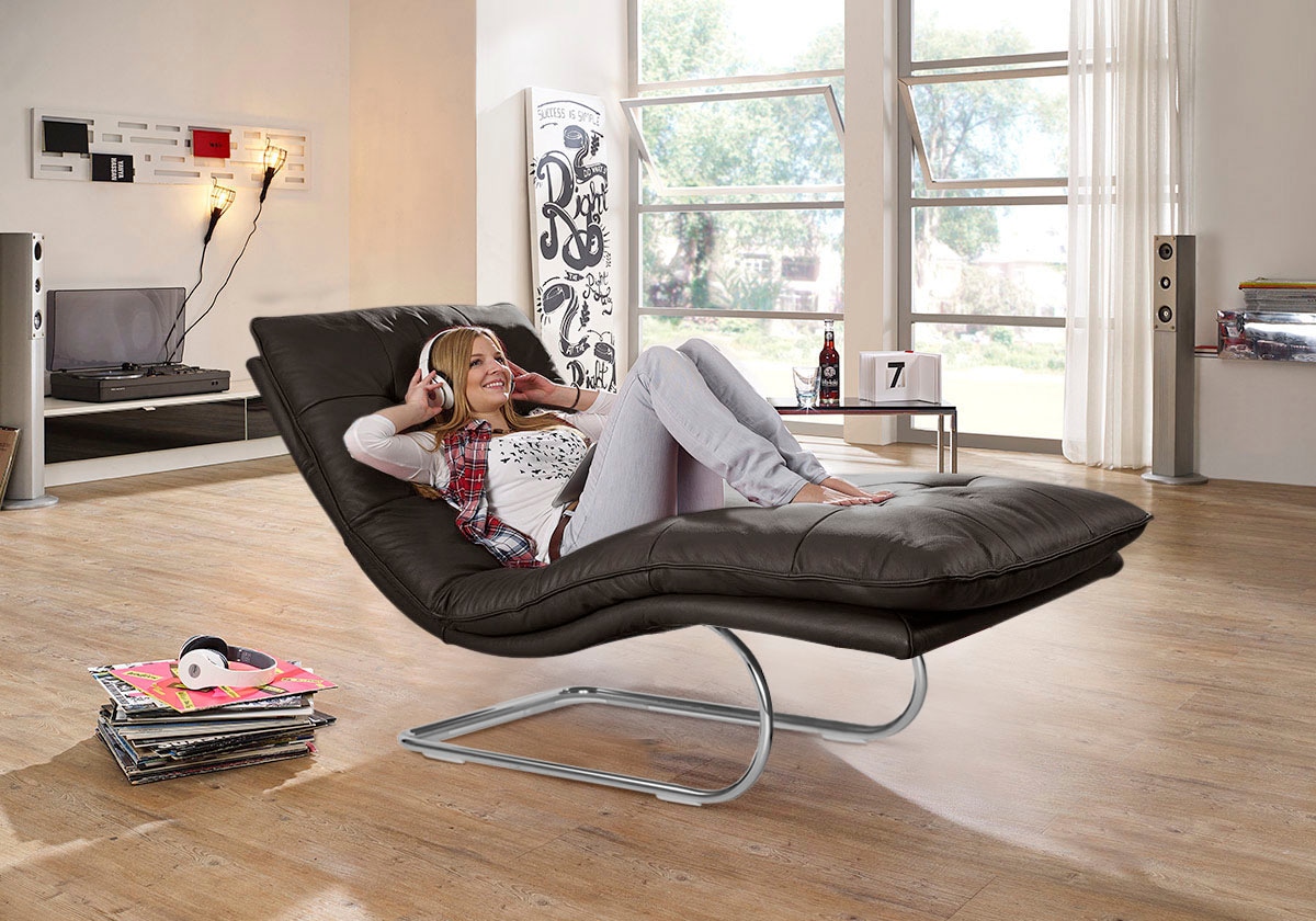 W.SCHILLIG Relaxliege "daily dreams" in Waffelkissen-Optik, wahlweise mit Motor, Freischwingergestell