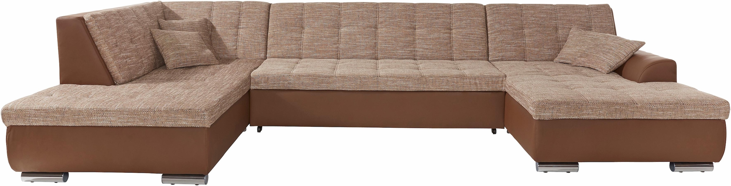 DOMO collection Wohnlandschaft »Treviso incl. Zierkissen, moderne Steppung, XXL: B/T/H: 364/201/83 cm«, wahlweise mit Bettfunktion, in vielen Bezugsarten auch in Cord U-Form