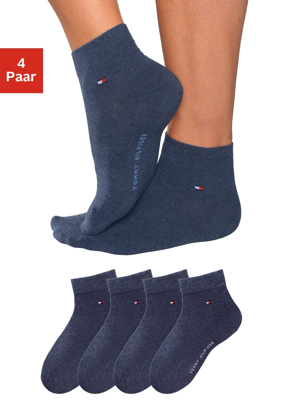 Tommy Hilfiger Kurzsocken, (4 Paar), mit druckfreien Nähten günstig online kaufen