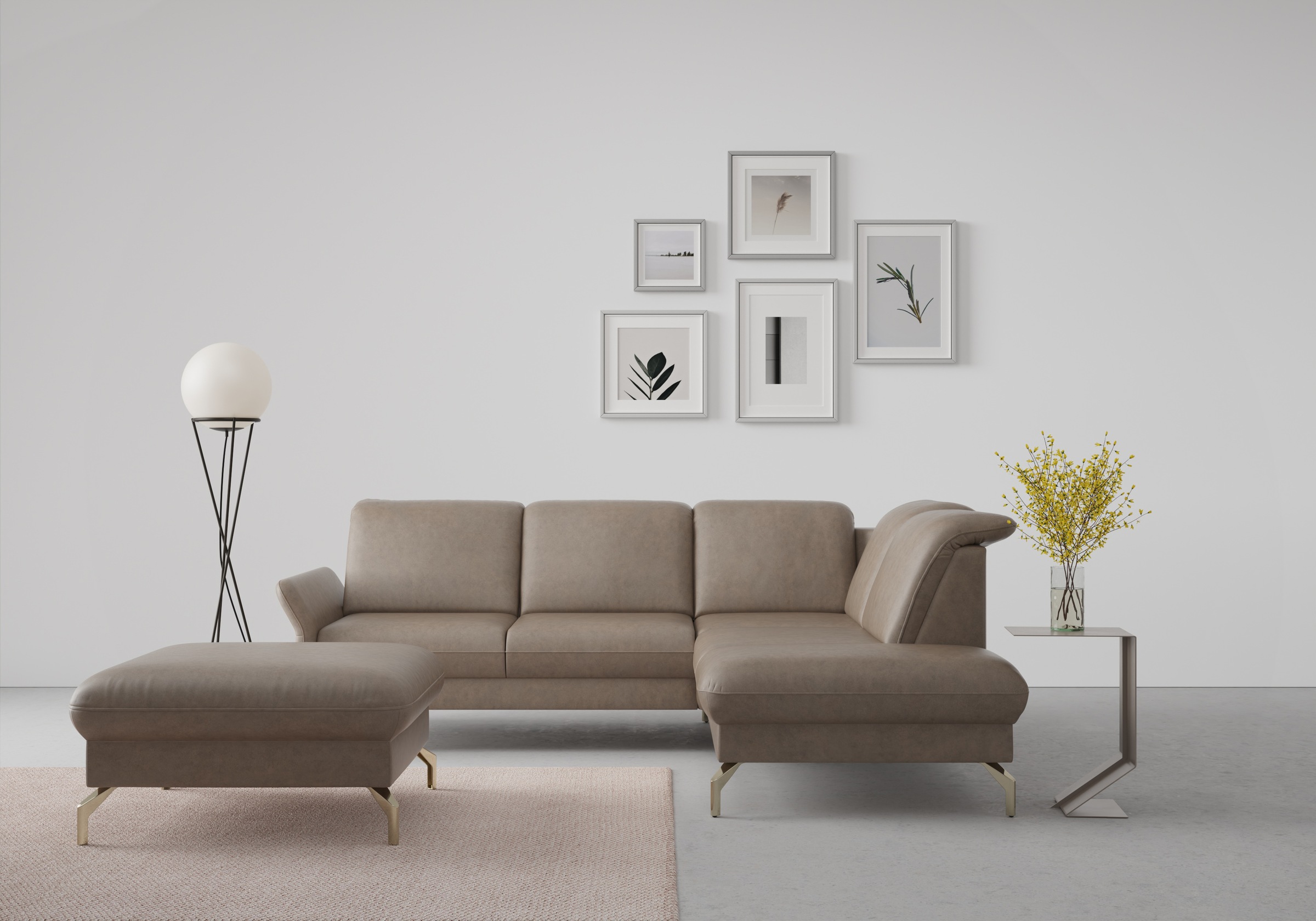 sit&more Ecksofa "Fashion L-Form" wahlweise mit Kopfteilverstellung, Vorziehsitz, motorisch, Nickelfüße
