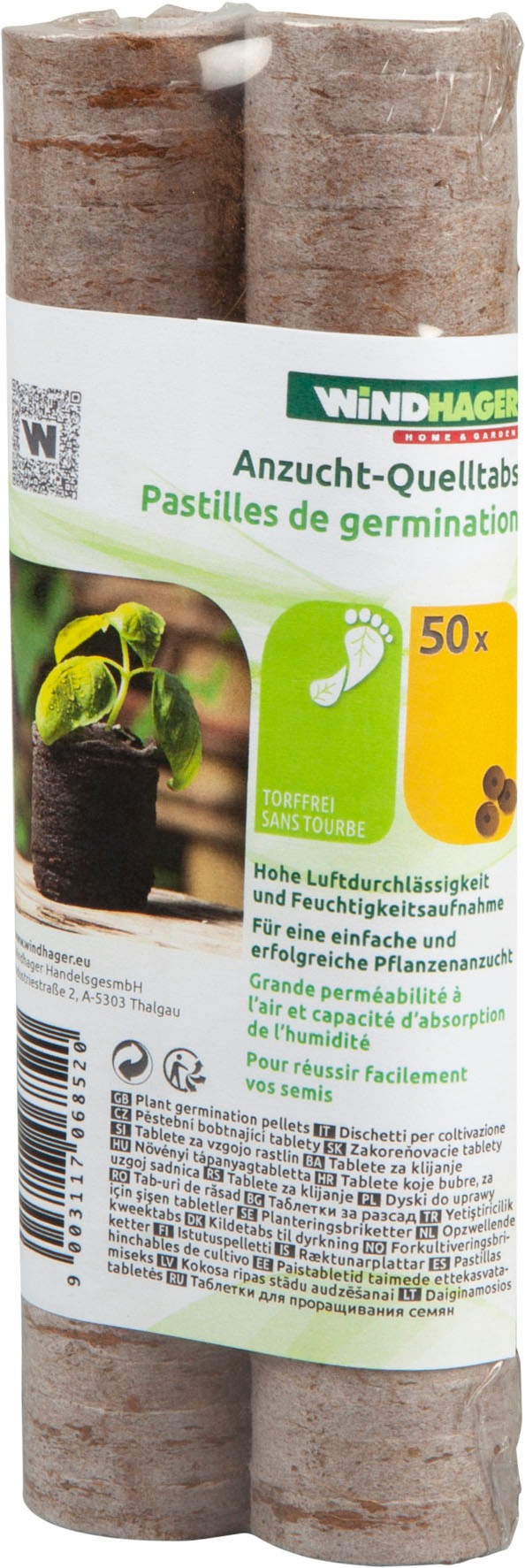 Windhager Anzucht- und Kräutererde "Quelltabs 50 Stk. aus natürlichem Kokos" Anzucht Quelltabs torffrei mit feinmaschigem Netz, 3,5 cm