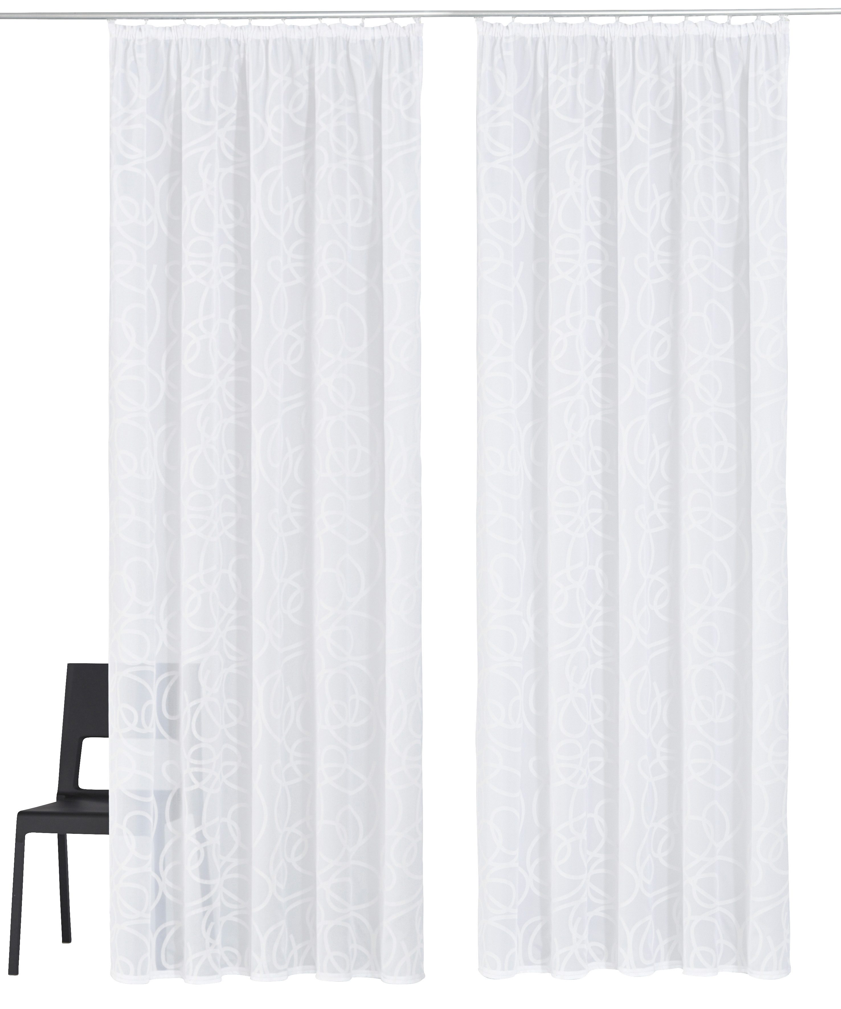 OTTO home Gardine "Tanaro" Kräuselband 2 Stk. tlg. Vorhang, Fertiggardine, 2-er Set, mit Schlingen-Motiv bedruckt