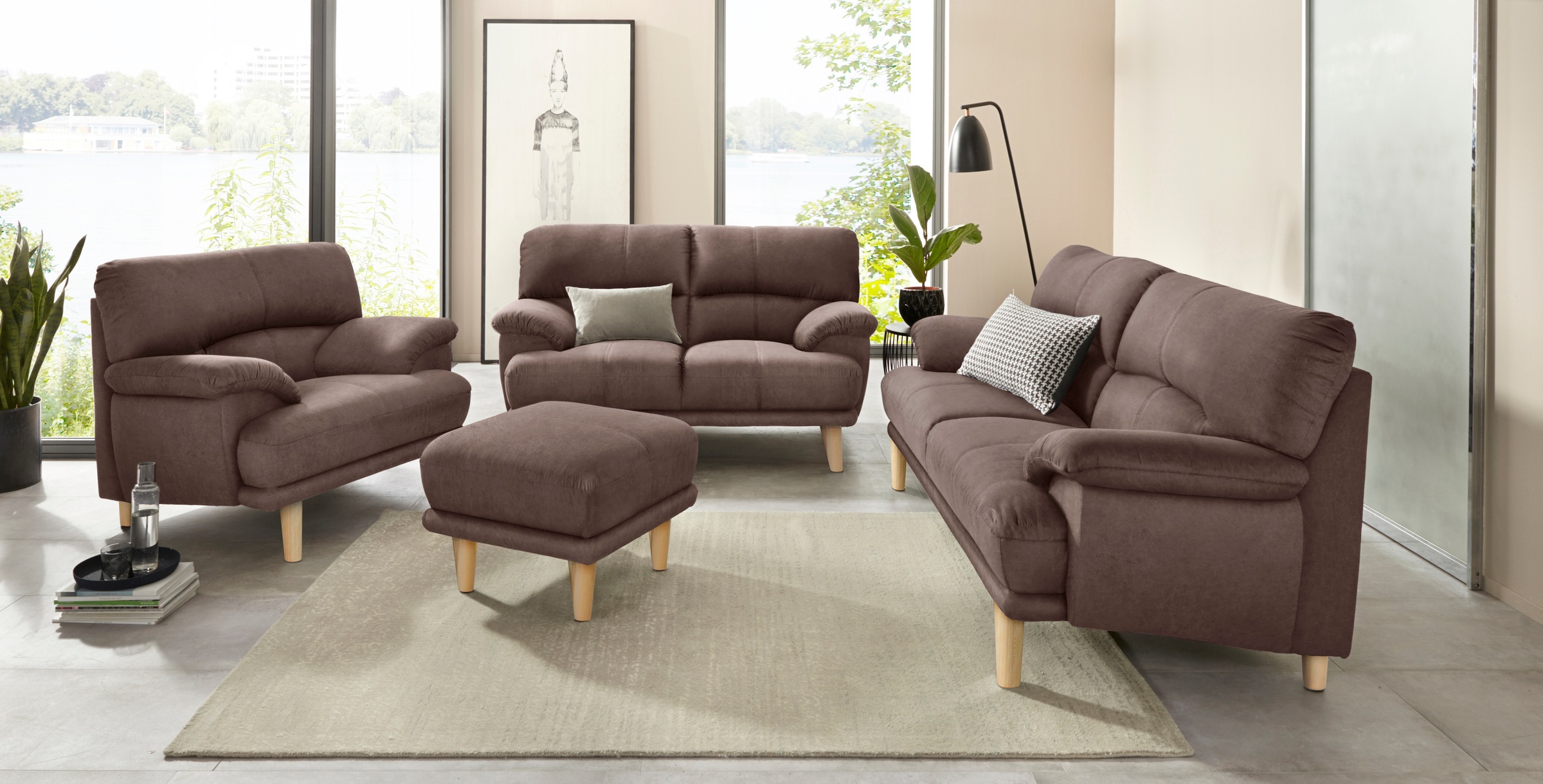 Fußhocker TRENDMANUFAKTUR "Cecilia", braun, B:66cm H:44cm T:66cm, Hocker, Fußhocker 3