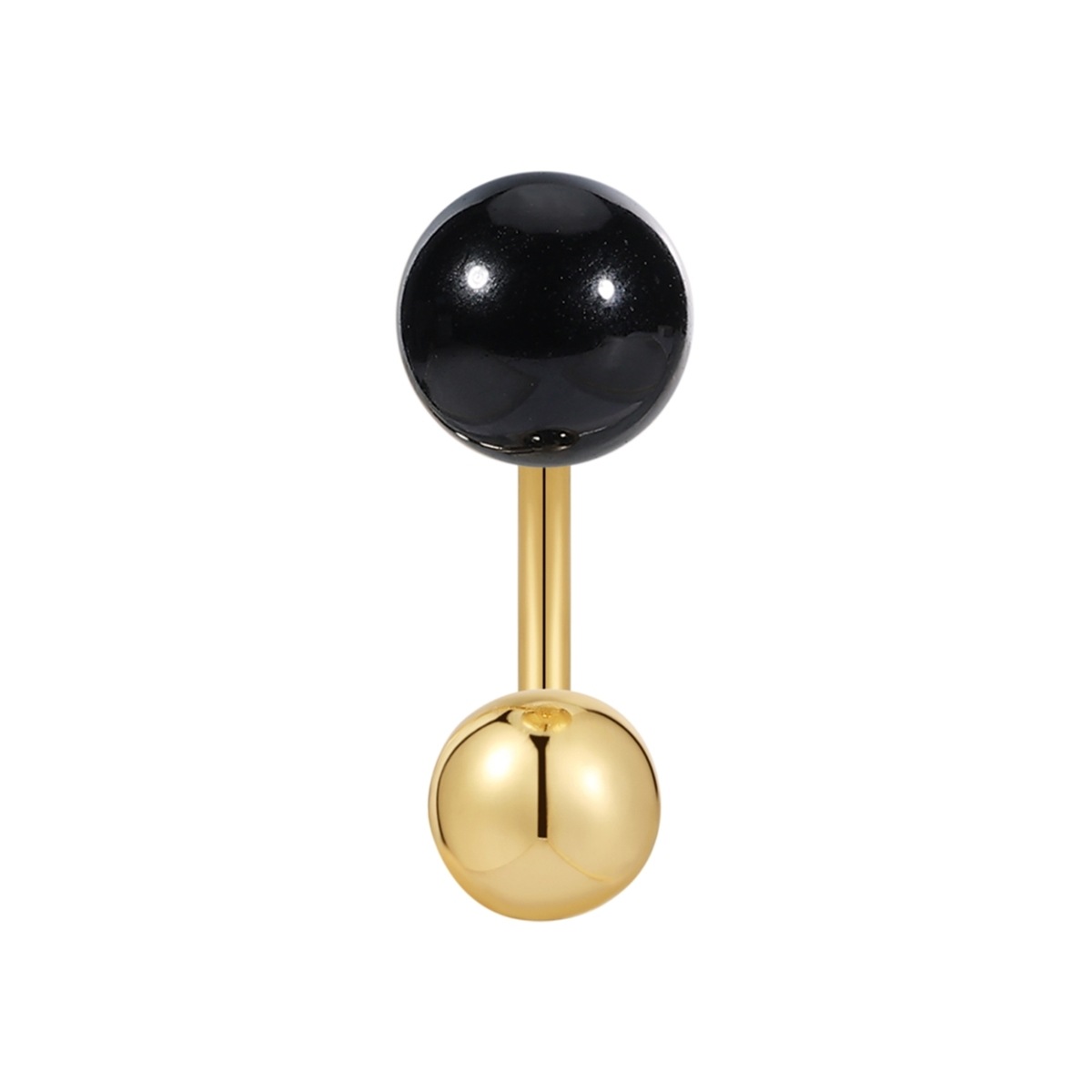 Single-Ohrstecker GLANZSTÜCKE MÜNCHEN "GSM4007", gelbgold, schwarz, Ohrringe, Damen, 12,7,mit Steinen, mit Achat