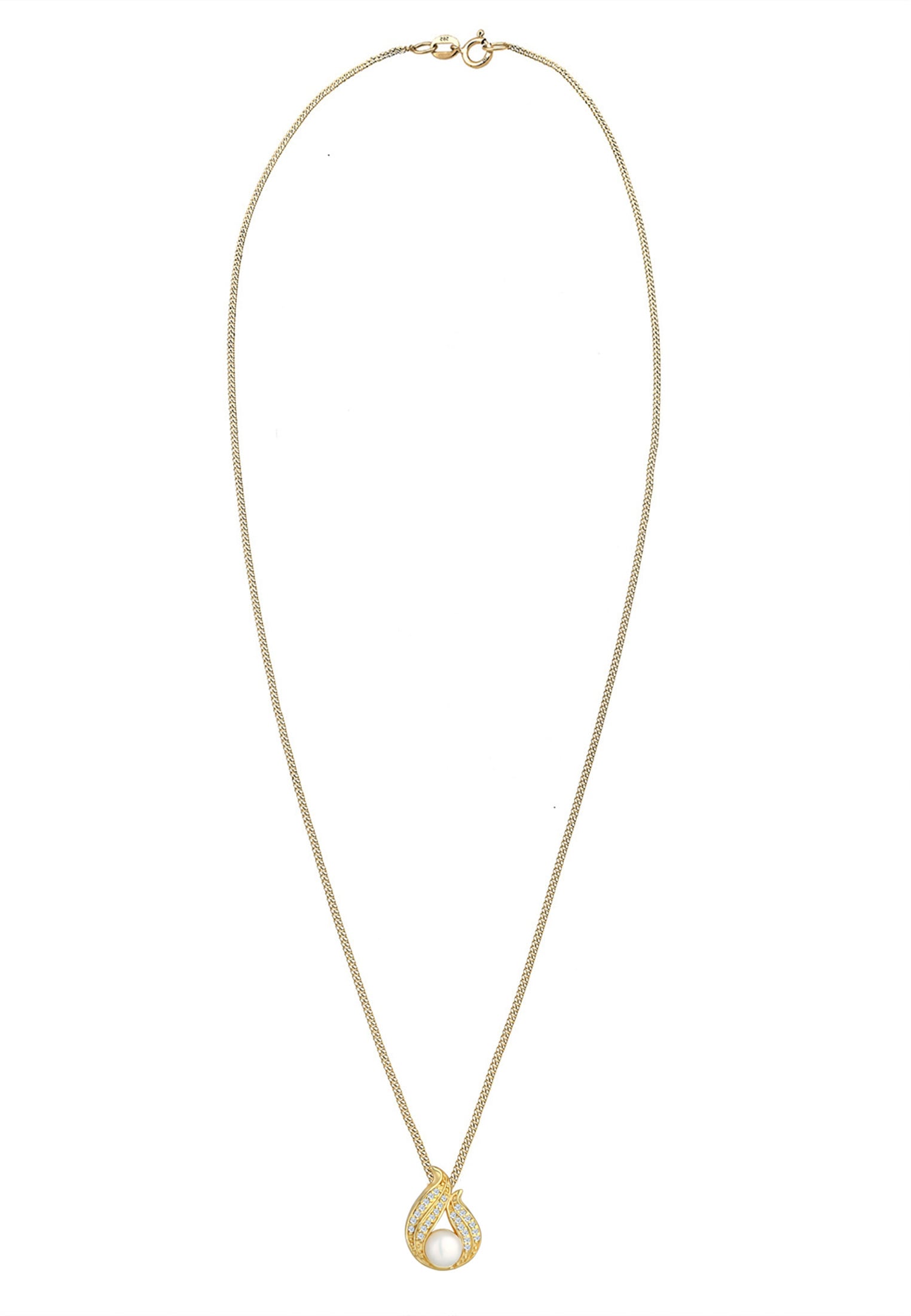 Elli DIAMONDS Silberkette »Halskette Diamanten Weiß Brillantschliff (0.13 ct) 585 Gelbgold«