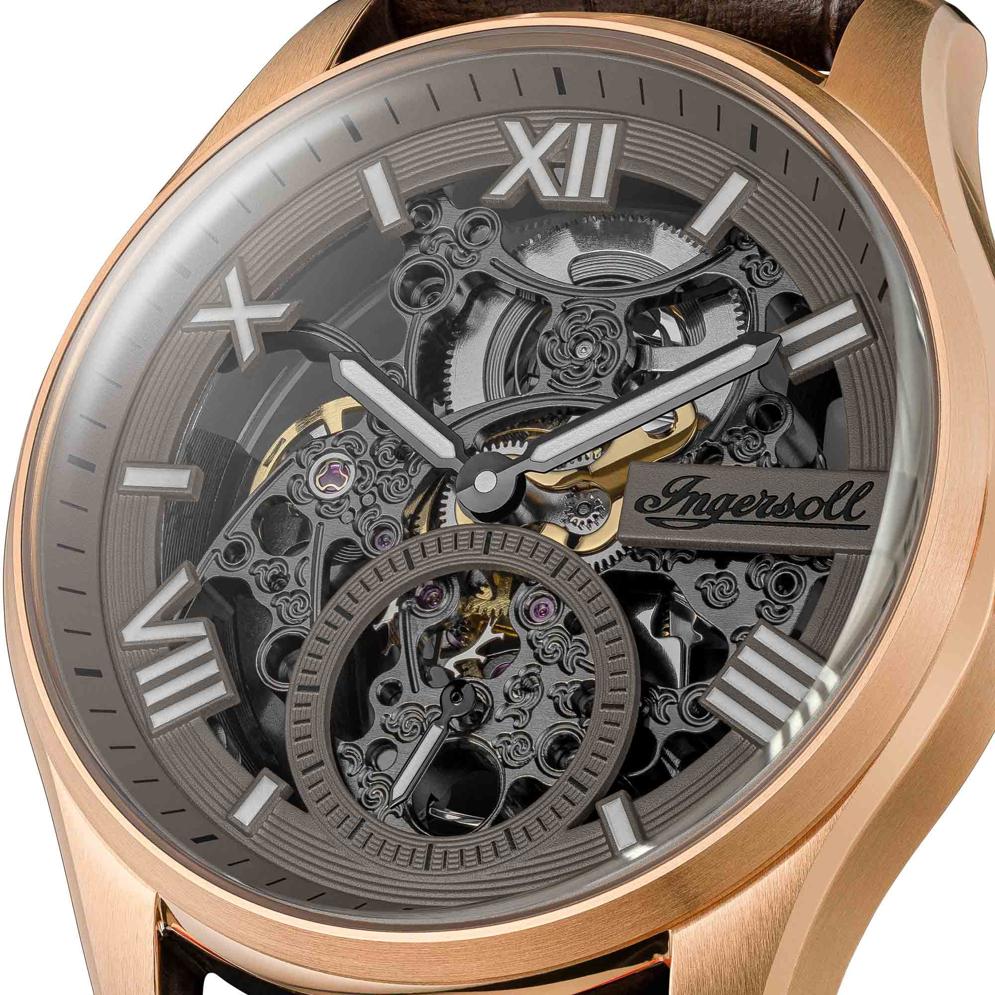 Ingersoll Automatikuhr »The Maverick« Armbanduhr, Herrenuhr, Mechanische Uhr, Lederarmband, analog