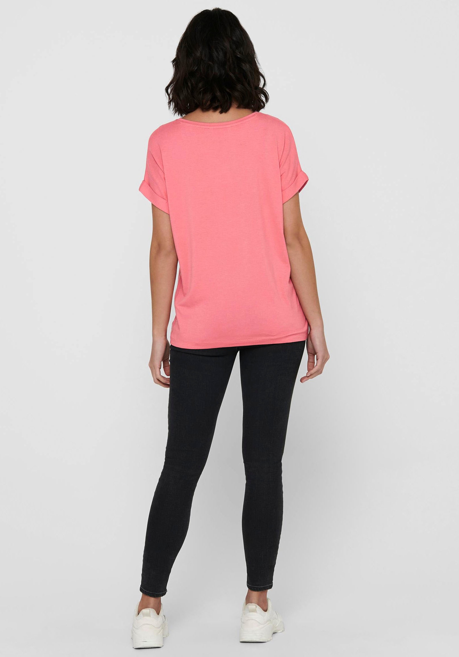 ONLY T-Shirt »ONLMOSTER – Kurzarmshirt mit Aufschlag und klassischem Look«, unifarben, casual, regular fit, Viskosemischung, Rundhals