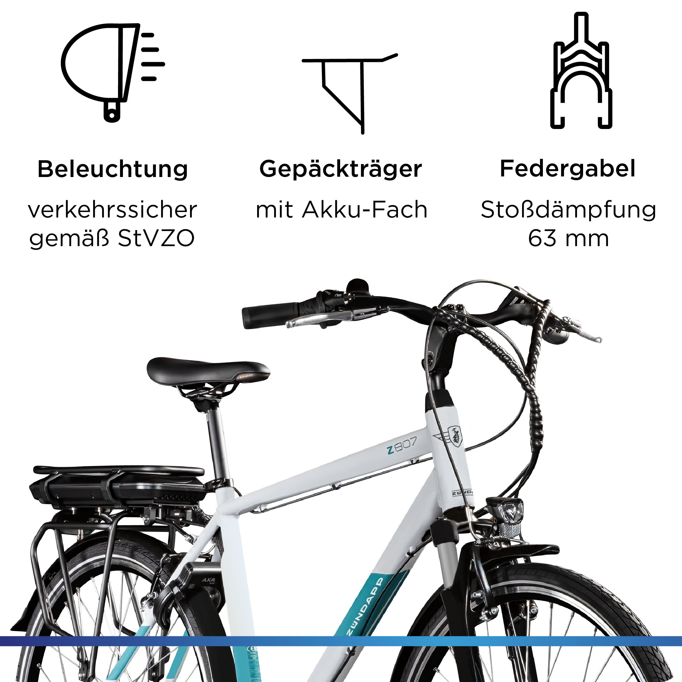 Zündapp E-Bike »Z807«, 7 Gang, Shimano, Altus, Heckmotor 250 W