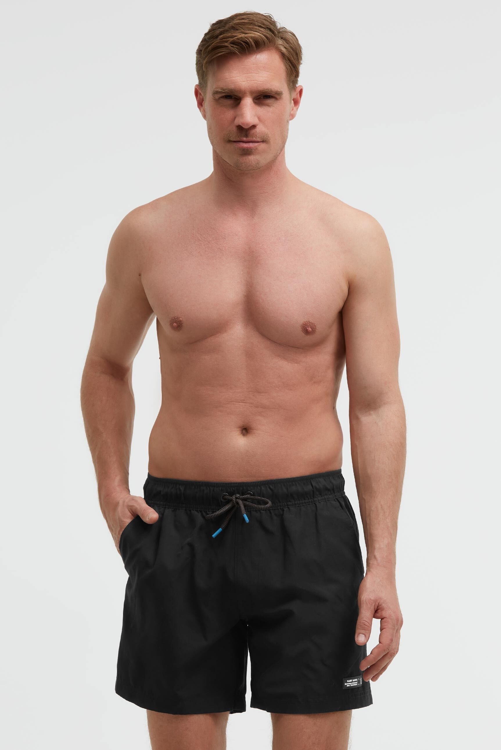 Badeshorts CAMP DAVID, Gr. XXL, Normalgrößen, schwarz, Polyamid, bedruckt, Badehosen Badeshorts, mit Einschubtaschen