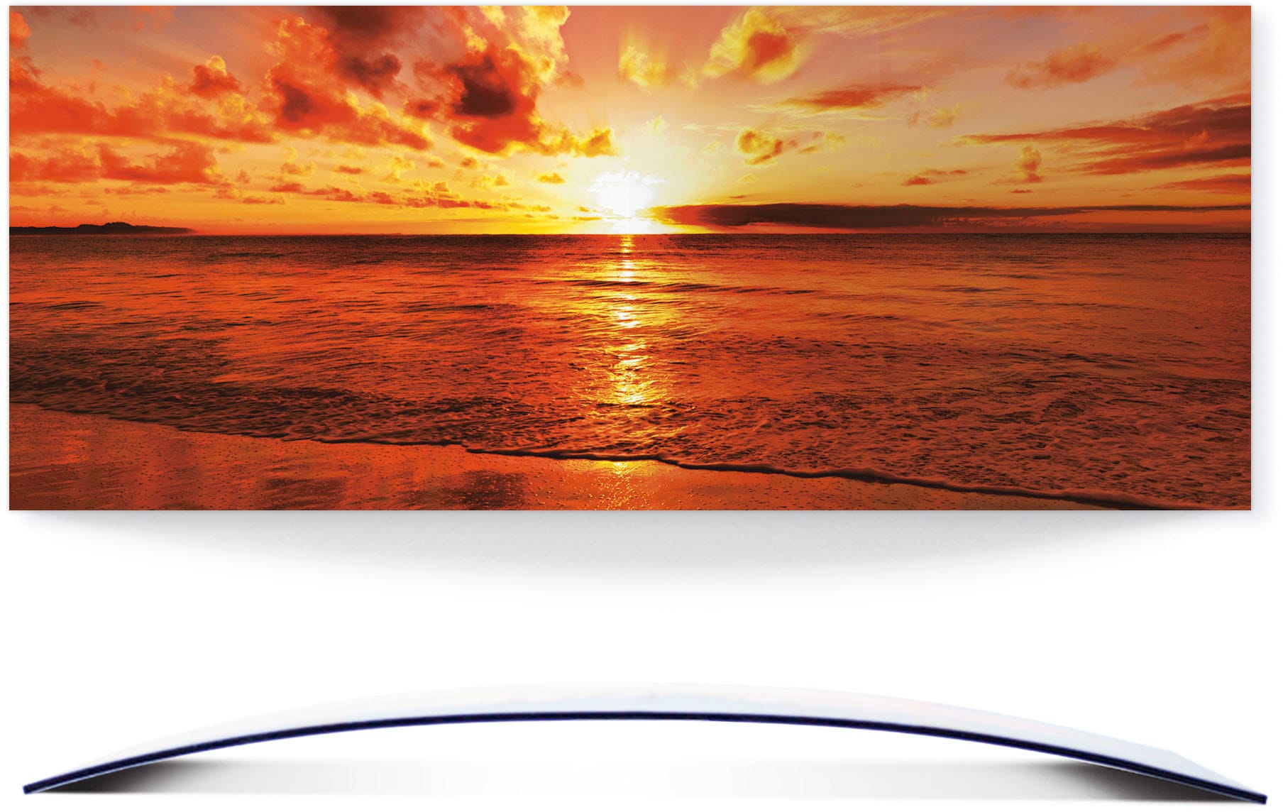 Artland Wandbild "Schöner Sonnenuntergang Strand", Gewässer, (1 St.), 3D Optik gebogen