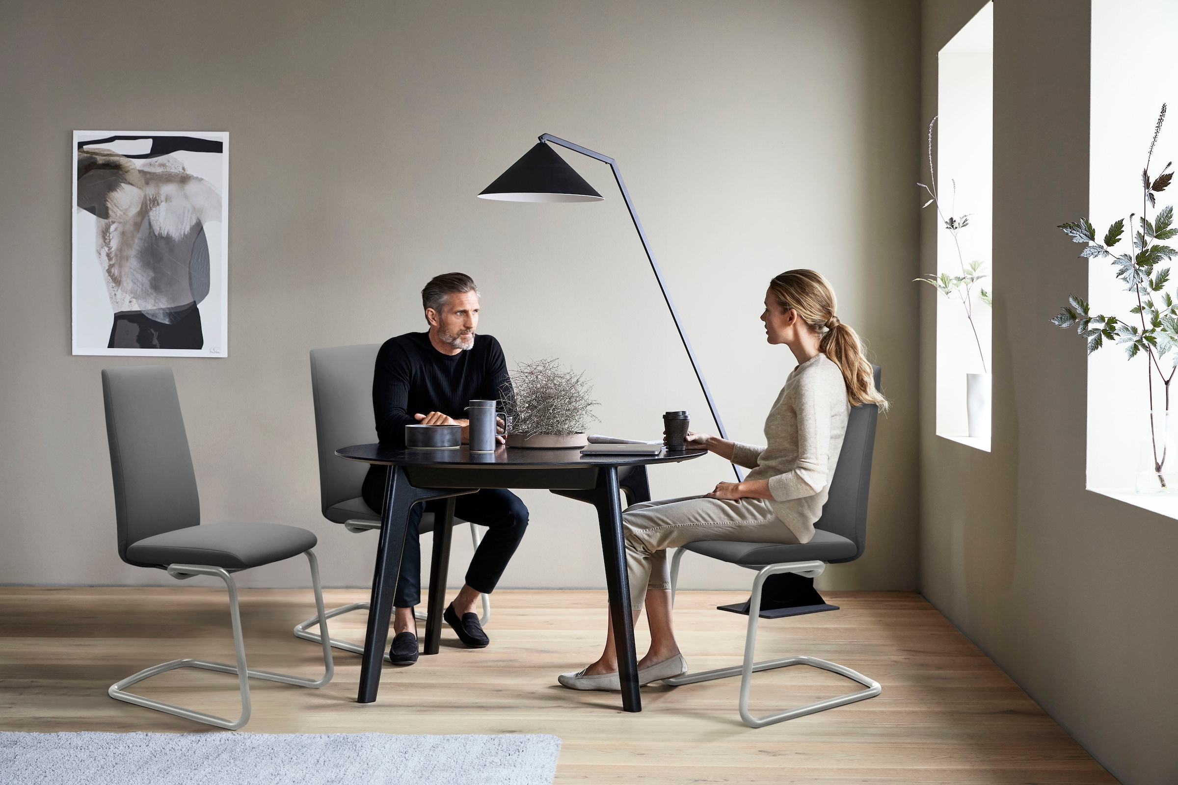 Stressless® Polsterstuhl »Laurel«, Microfaser DINAMICA, High Back, Größe L, mit Beinen aus Stahl in Chrom glänzend