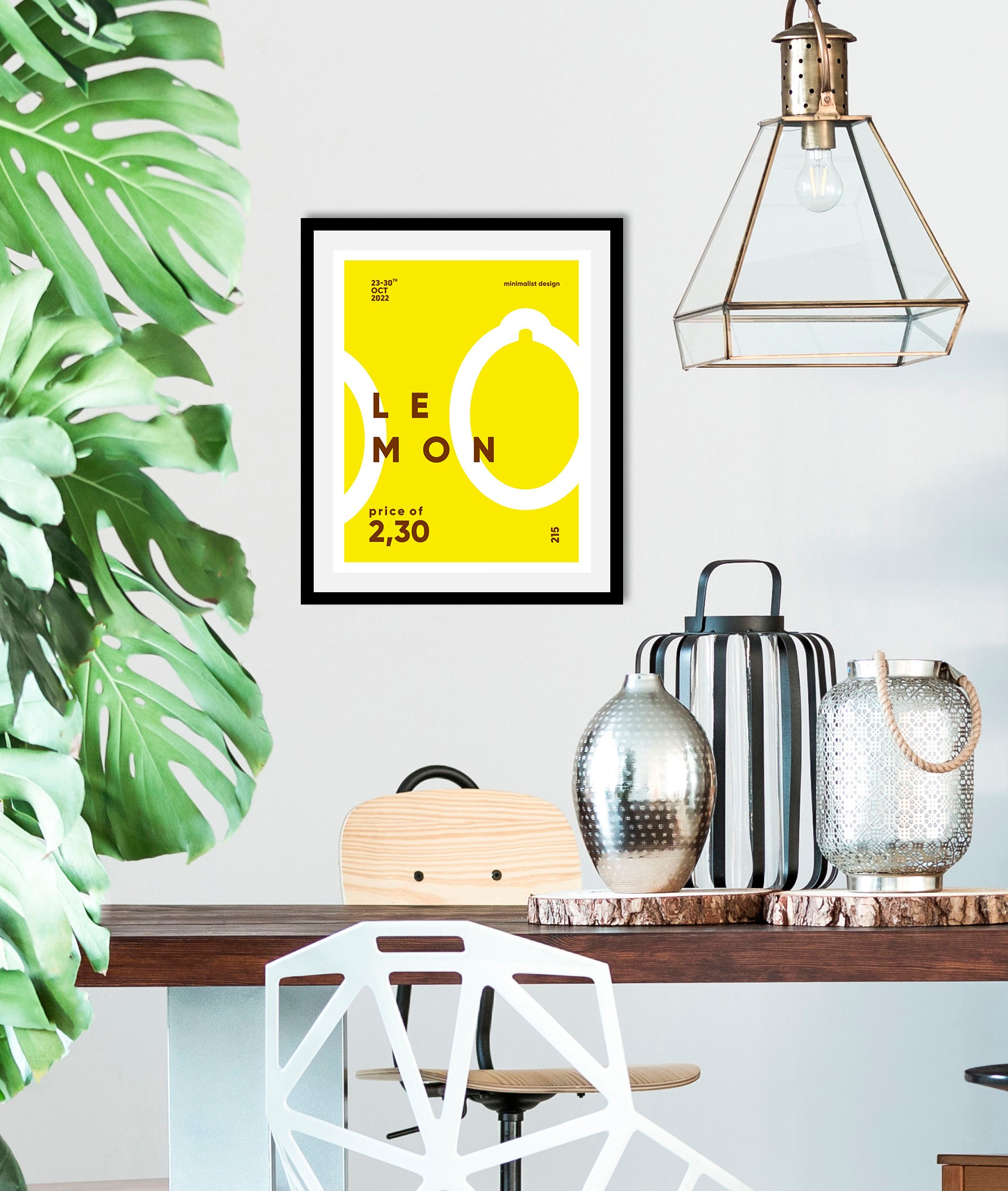 queence Bild »Lemon«, Obst-Obst Bilder-Schriftzug-Figuren-Abstrakt, (1 St.), HD Premium Poster-Druck inkl. Holzrahmen