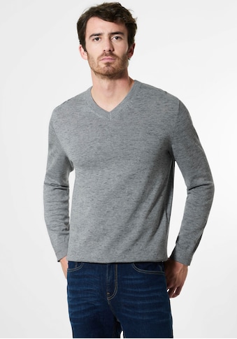 STREET ONE MEN V-Ausschnitt-Pullover in Melangeoptik