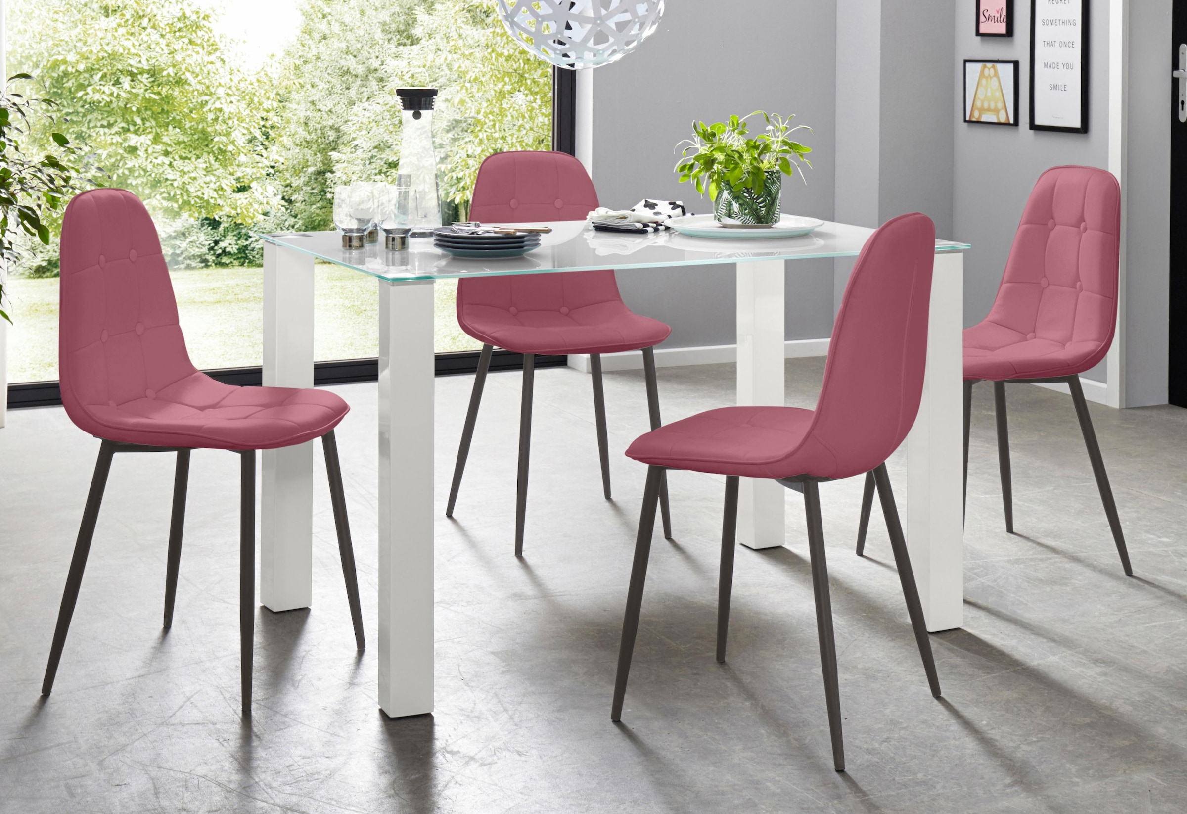 INOSIGN Essgruppe Set, 5 Stk. tlg. mit Glastisch, Breite 120 cm günstig online kaufen