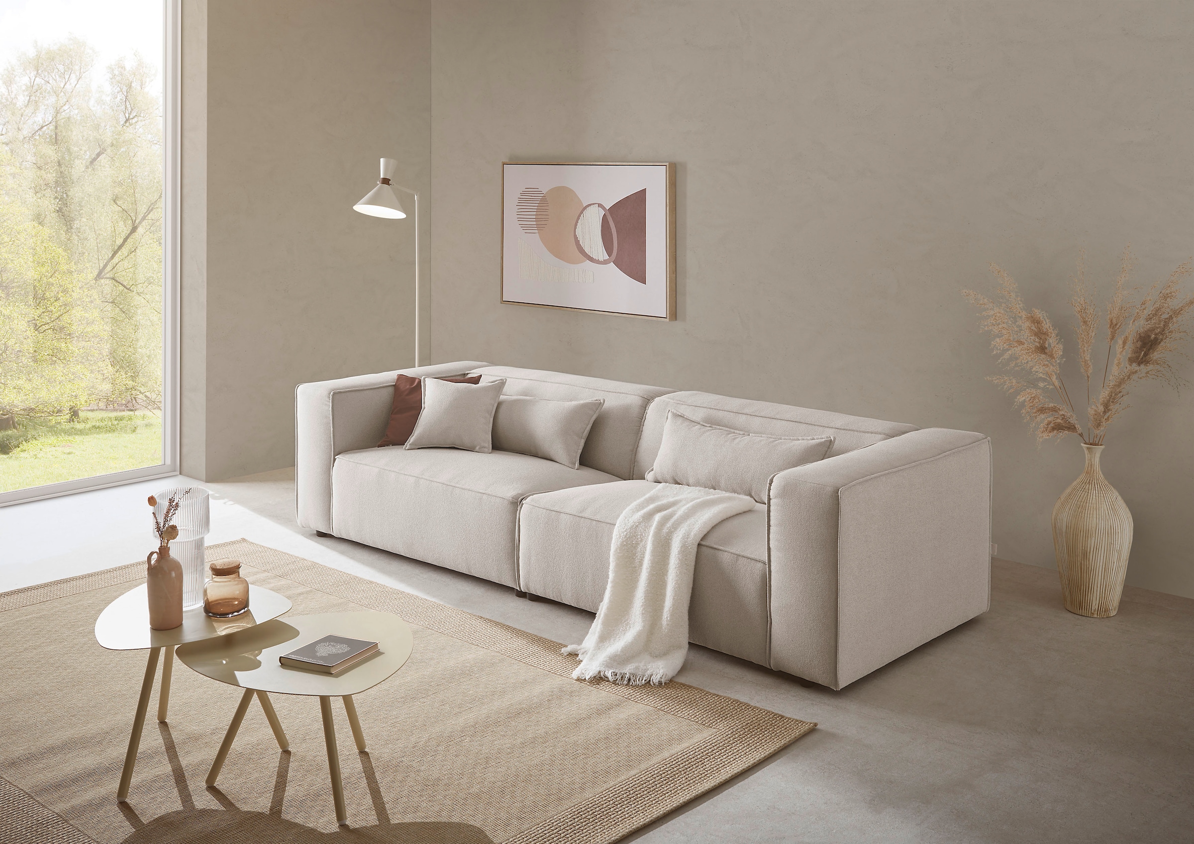 LeGer Home by Lena Gercke 3-Sitzer "PIARA, Couch mit Kedernaht, Sofa in Cor günstig online kaufen