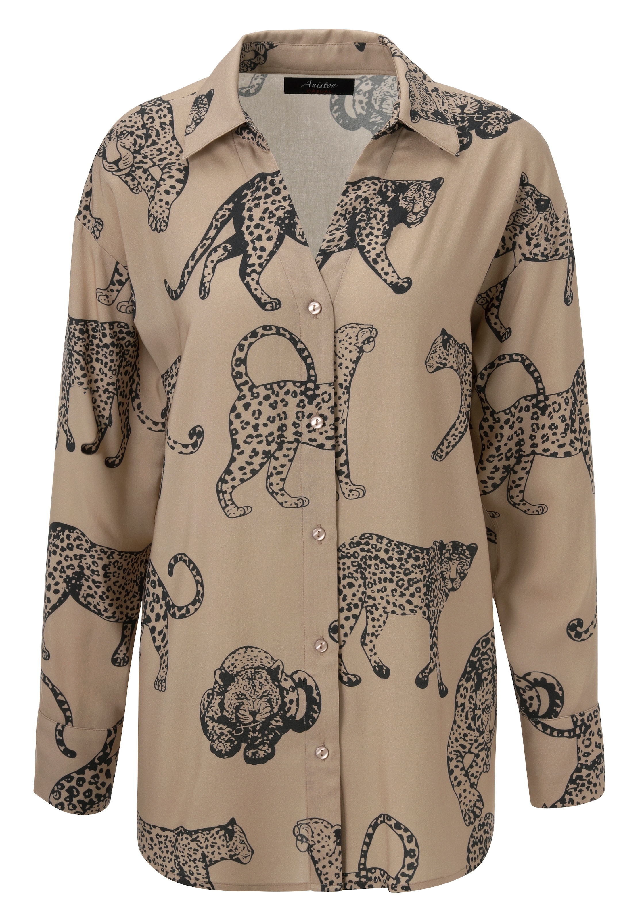 Aniston CASUAL Hemdbluse, mit Leoparden bedruckt - jedes Teil ein Unikat - NEUE KOLLEKTION