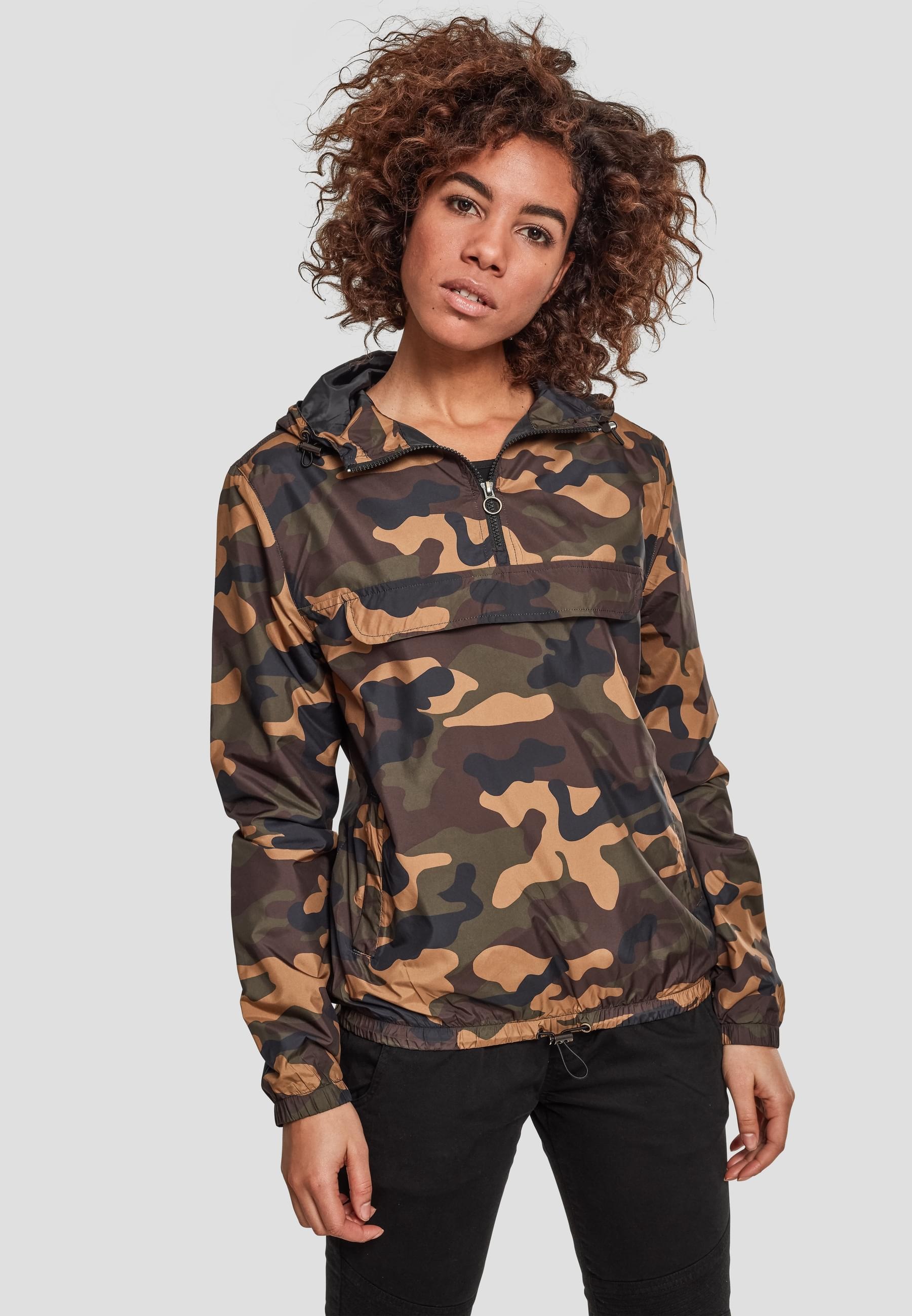URBAN CLASSICS Windbreaker »Urban Classics Damen Ladies Camo Pull Over Jacket«, (1 St.), mit Kapuze