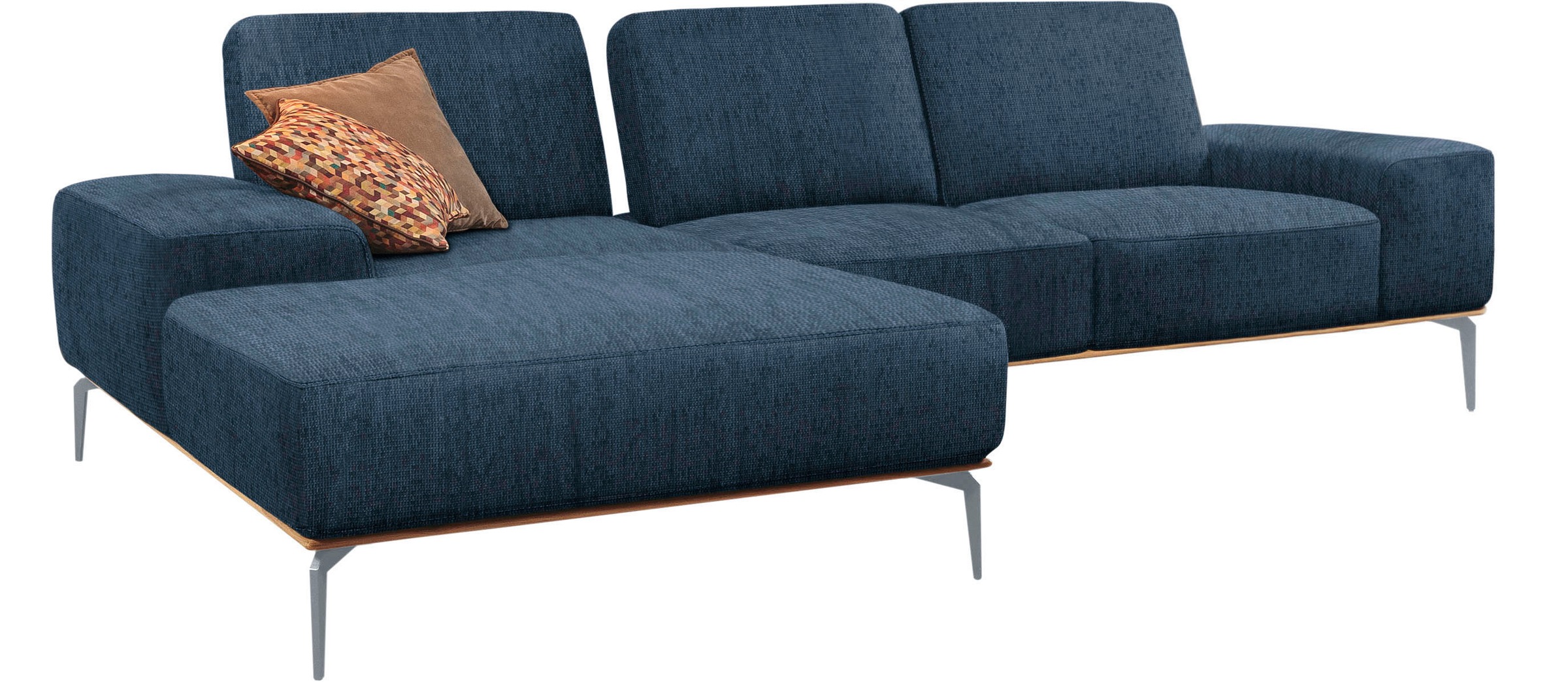 W.SCHILLIG Ecksofa »run«, mit elegantem Holzsockel, Füße in Silber matt, Breite 279 cm