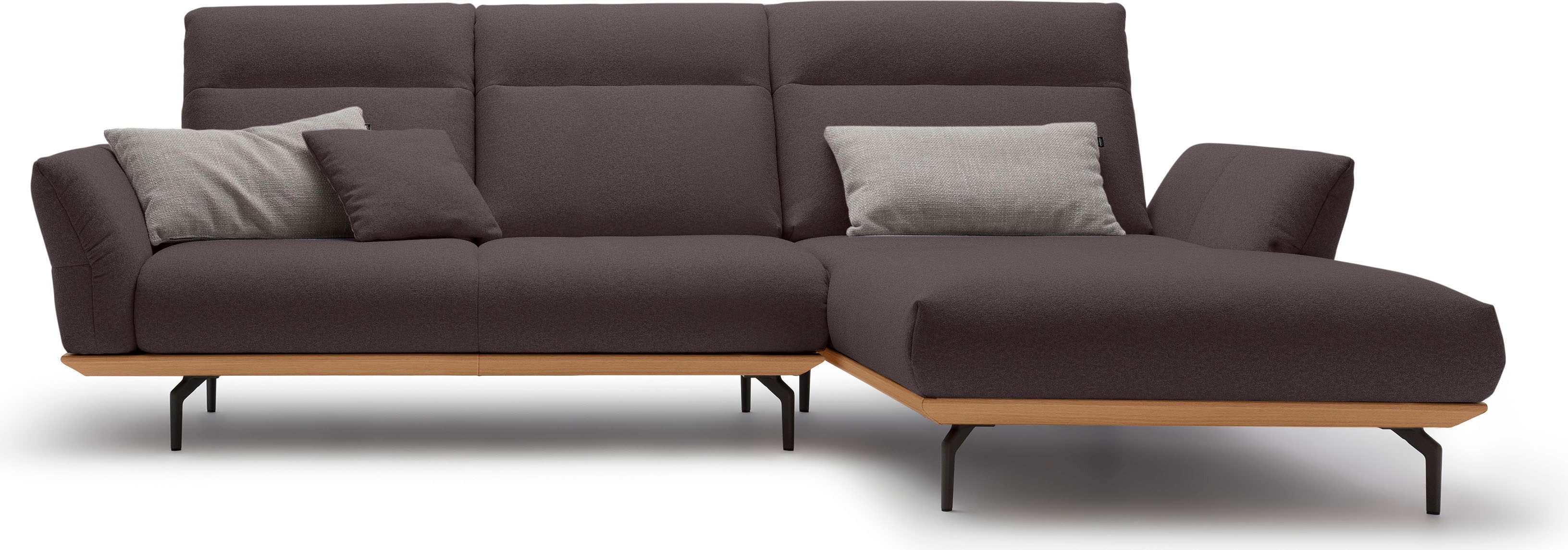 Creation BY ROLF BENZ Ecksofa "CR.460 Designsofa mit verstellbarer Rückenlehne, hochwertig & bequem" Sockel in Eiche, Alugussfüße in umbragrau, Breite 298 cm