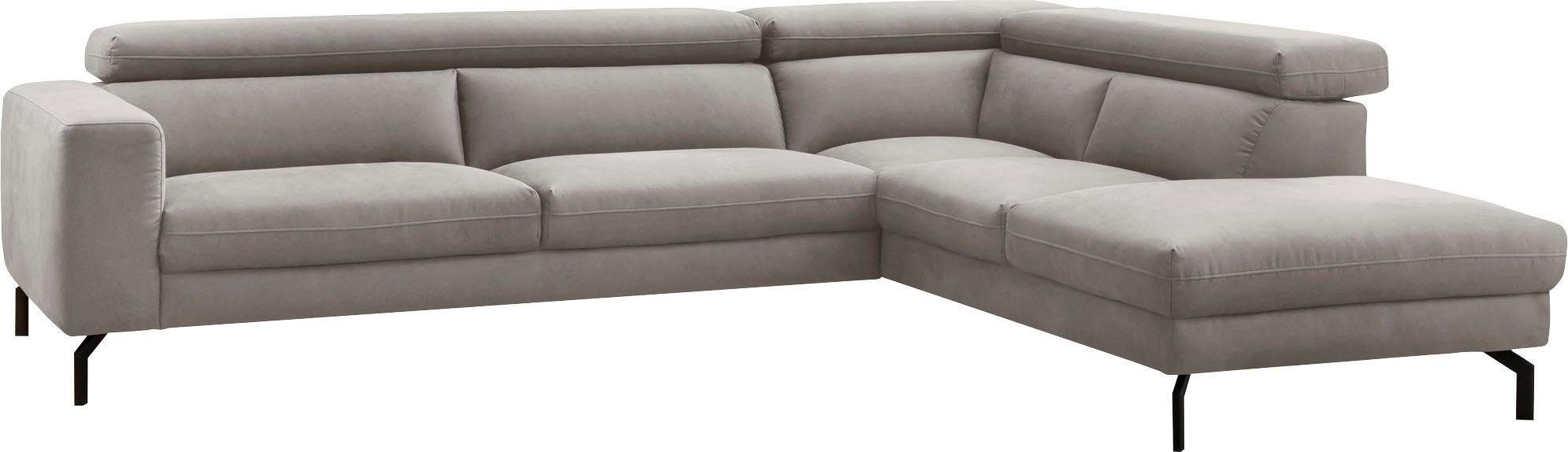 Places of Style Ecksofa »Olanta, modern und bequem, Breite 305cm, Fuß 16cm hoch, L-Form«, mit verstellbaren Kopfstützen