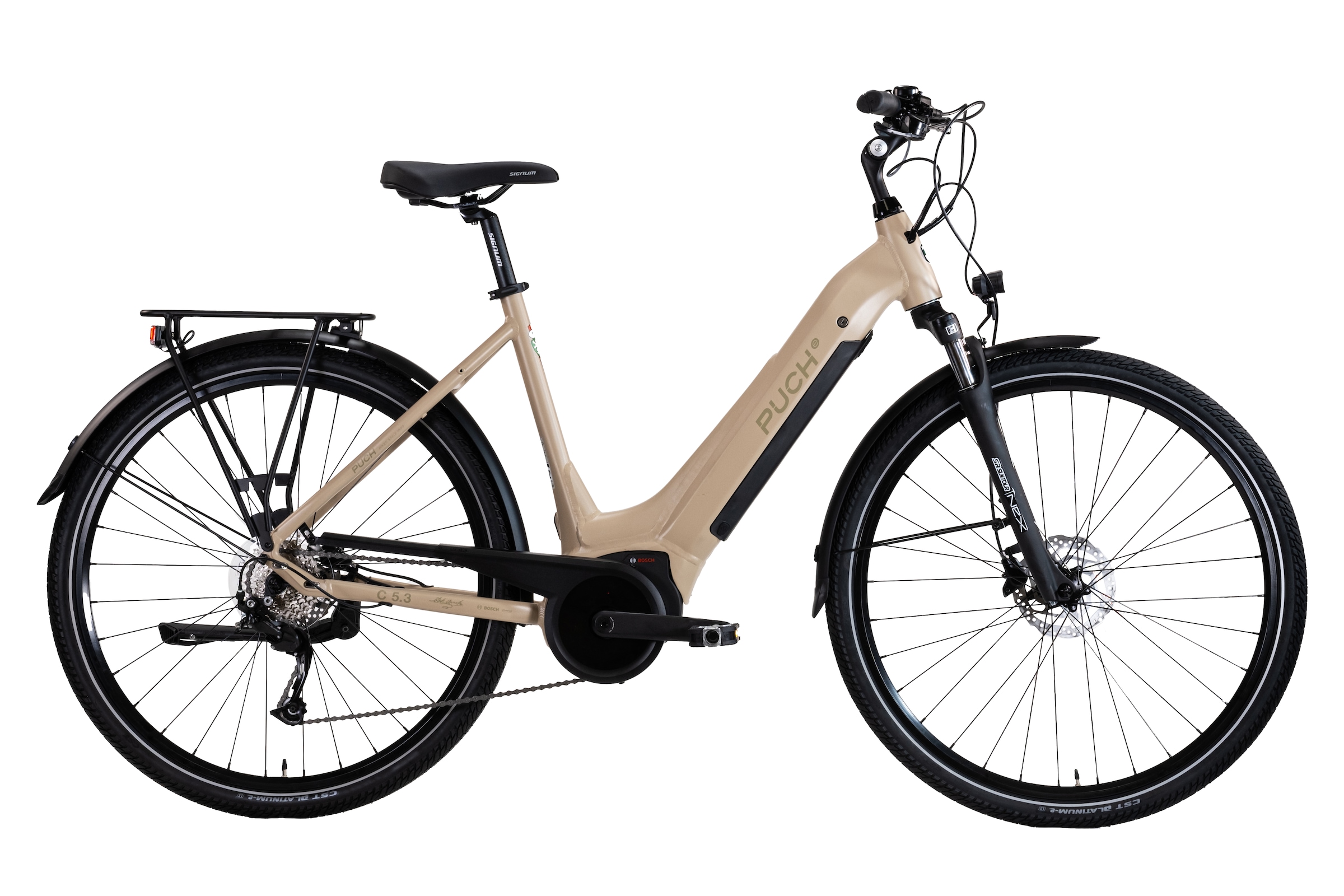 PUCH "PUCH C5.3 ALIVIO / BOSCH 500 Wh 28" beige 9-Gänge" 9 Gang Shimano Alivio RDM3100 Schaltwerk Kettenschaltung Mittelmotor 250 W BOSCH PERFORMANCE LINE 36 V/250 W, Mittelmotor