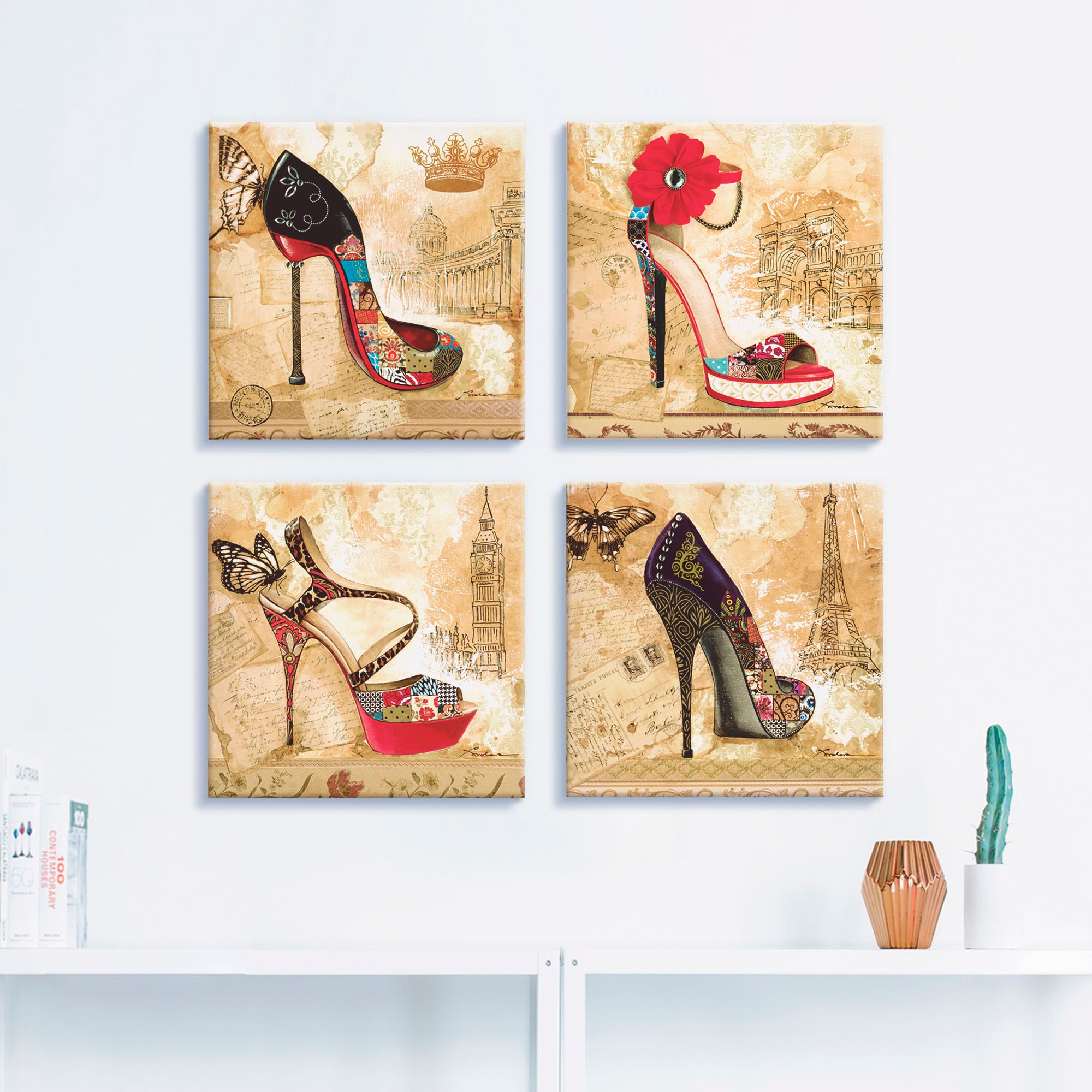 Artland Leinwandbild "Veränderliche Zeiten Stiletto" Mode 4 Stk. tlg. 4er S günstig online kaufen