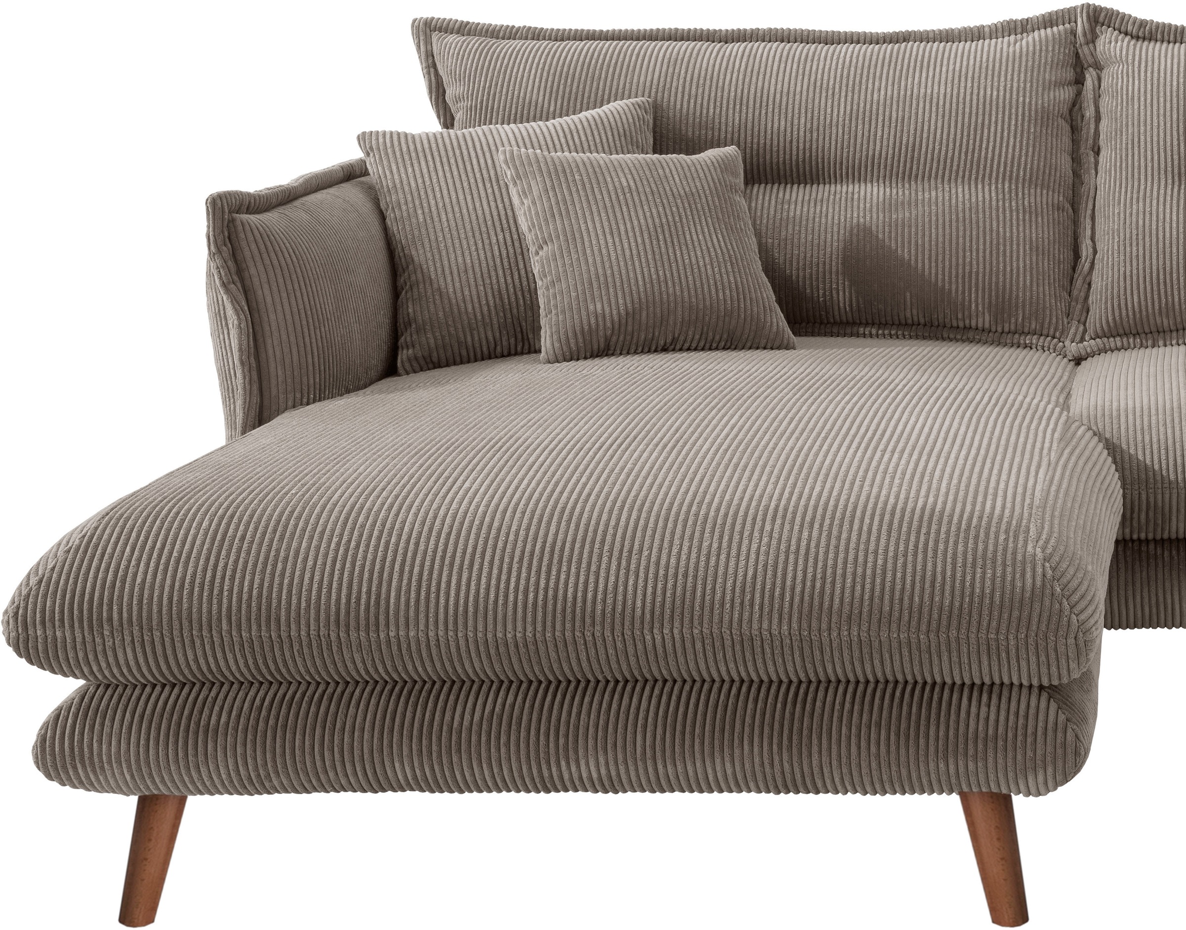 INOSIGN Ecksofa »Lazio modern und bequem, schmale Armlehnen, tolle Detailverarbeitung«, zwei verschiedene Fußfarben wählbar